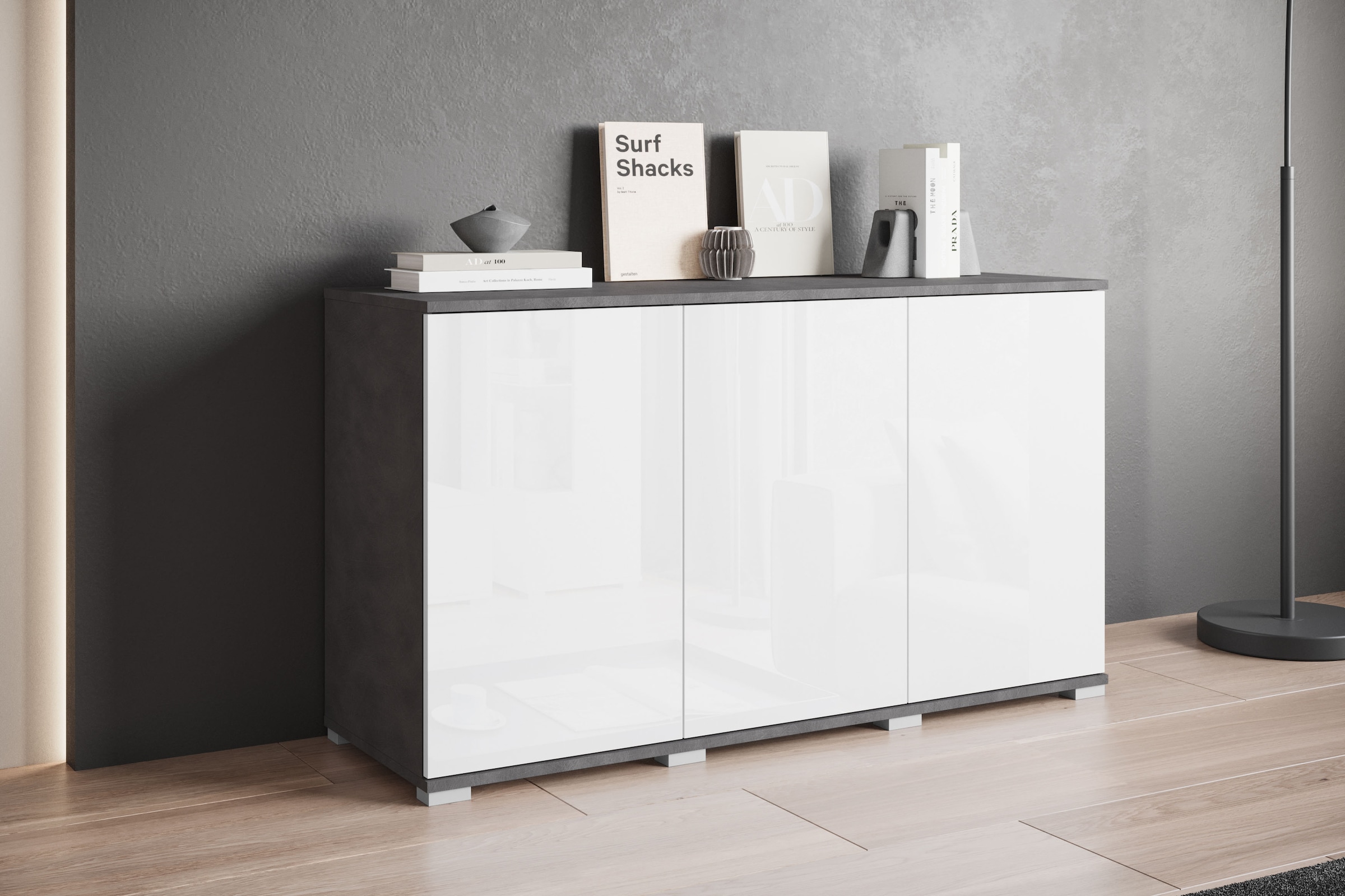 OTTO home Sideboard »Kenia, moderne grifflose Kommode mit 3 Türen, Breite 120 cm« 1 Stk. tlg. Push-to-Open-Fronten, höhenverstellbaren Einlegeböden
