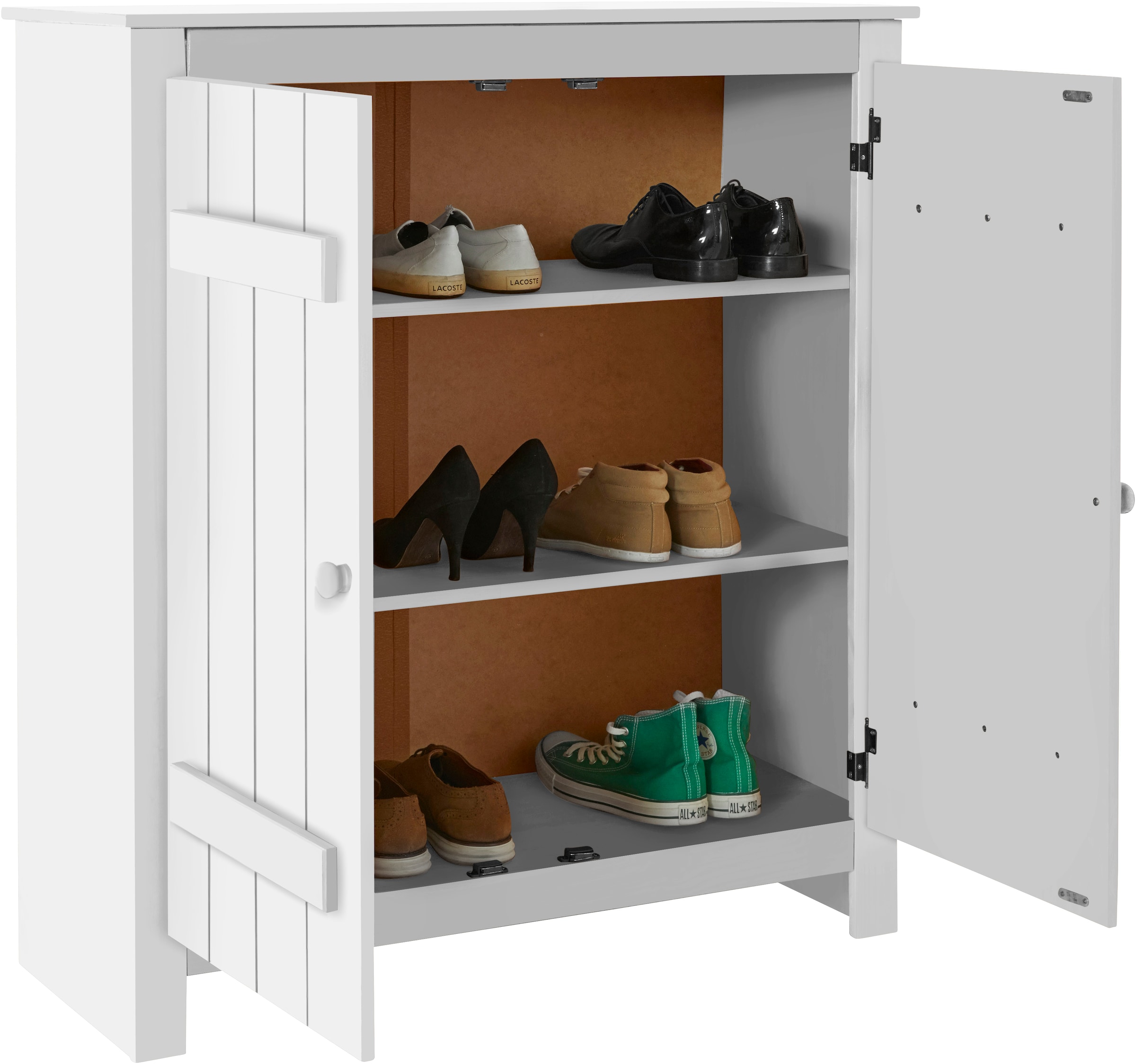 Home affaire Schuhschrank »Bertram«, Massivholz, 2 verstellbare Einlegeböden, Magnetverschluss,Höhe 110 cm