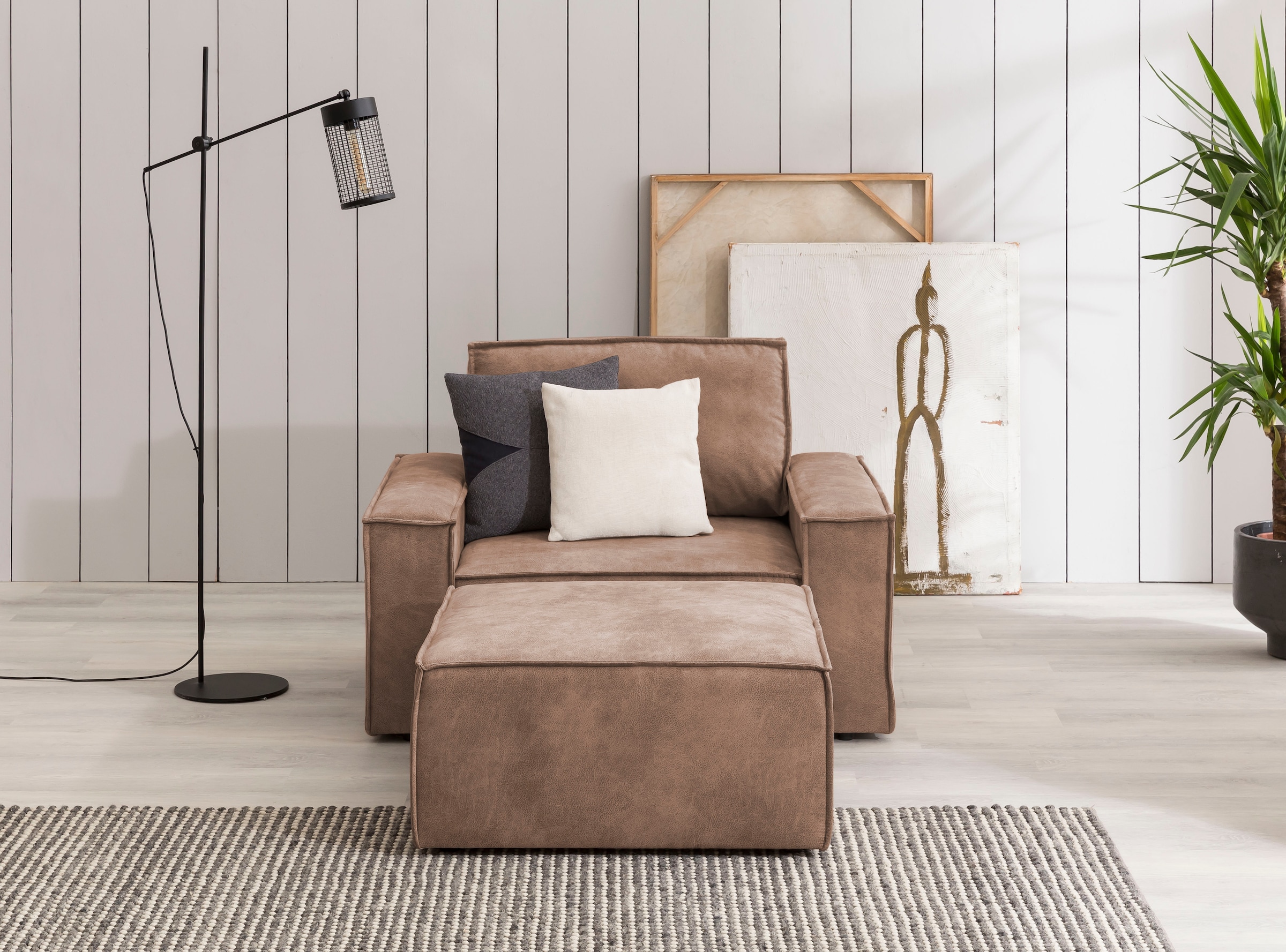 Home affaire Sessel »SHERWOOD«, Loveseat und Hocker im Set, passend zur Polster-Serie SHERWOOD