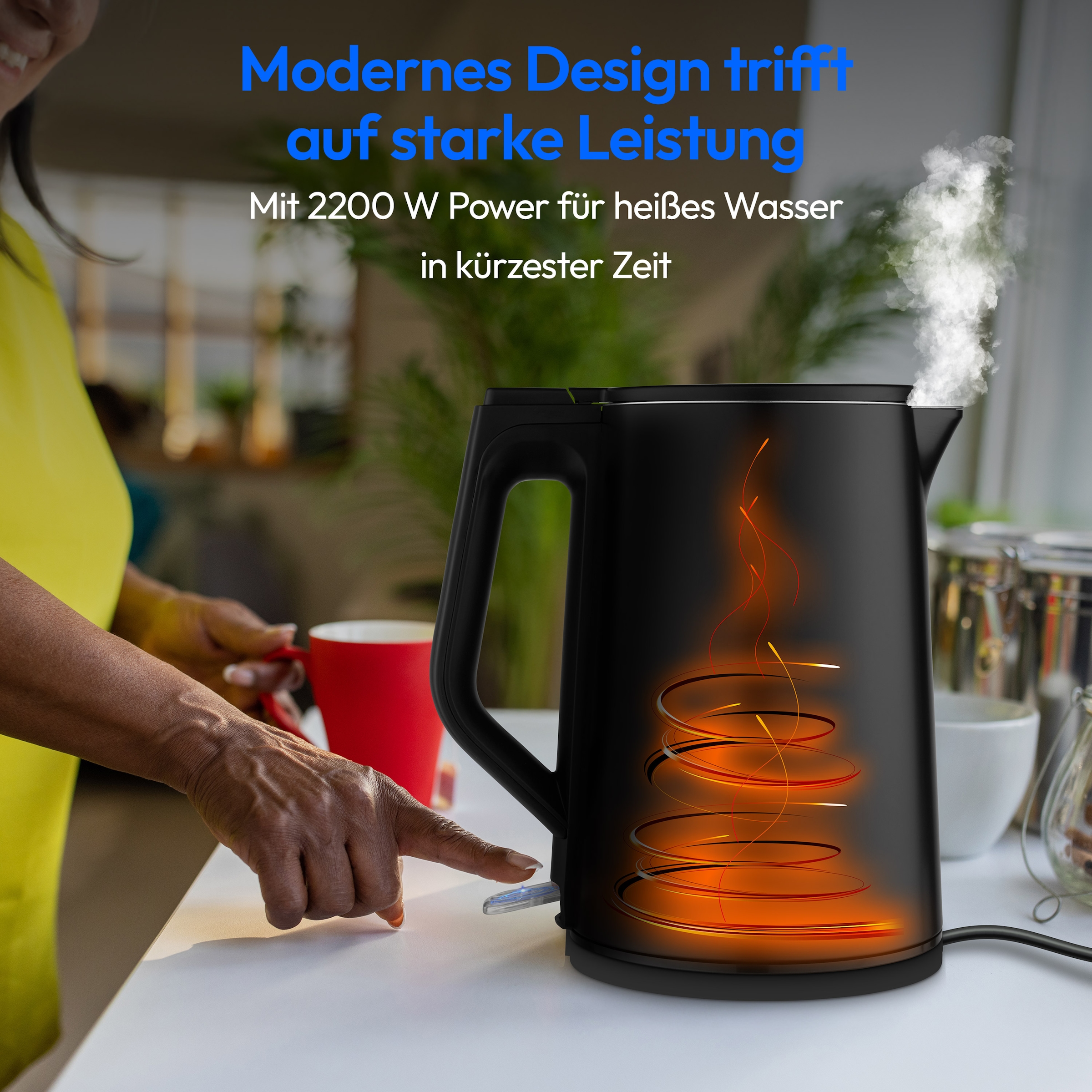 Medion® Wasserkocher »MD12105« 1,5 l 2200 W 2.200 W, 1,5 L, Doppelwandiges Edelstahlgehäuse, 360° basis