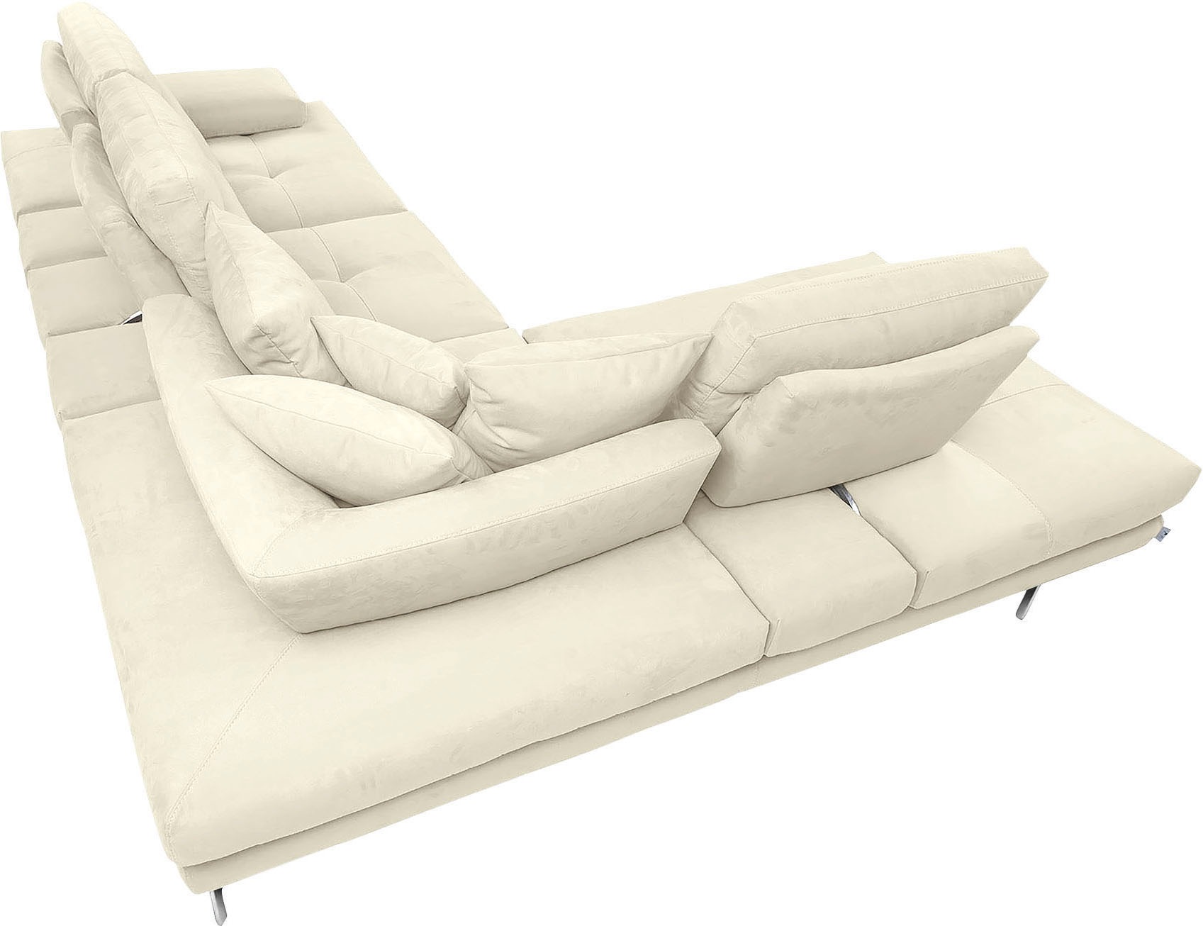CALIA ITALIA Ecksofa »Toby Wing, L-Form, Designsofa mit sensationellem Sitzkomfort«, Sitztiefenverstell.,wahlw. mit Kissen-Set, Füße chrom glänzend