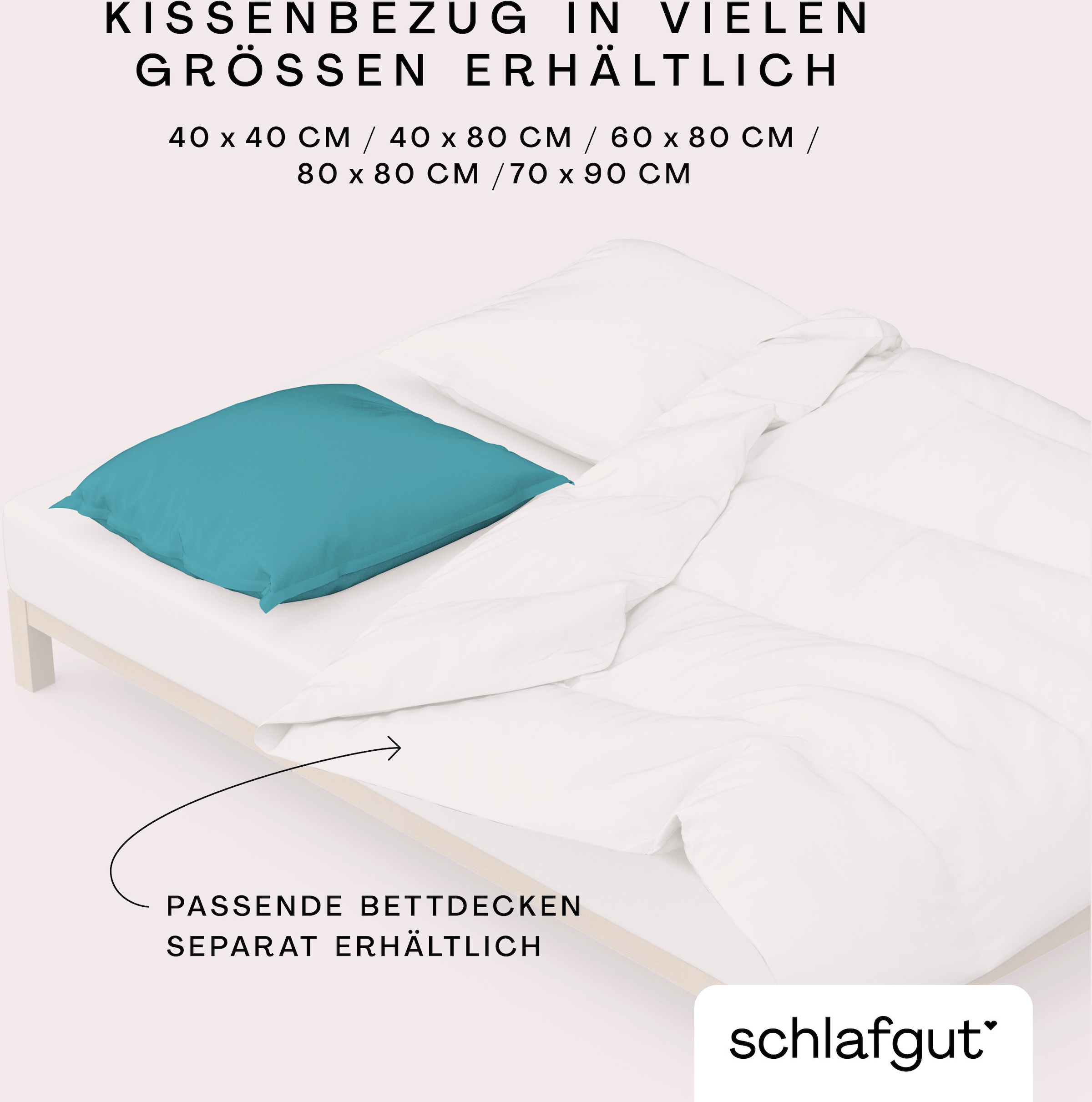 Schlafgut Kissenbezug »Woven Satin aus Mako-Baumwolle, langlebig, pflegeleicht, dicht gewebt«, (1 St.), Kissenhülle mit Reißverschluss, passender Bettbezug erhältlich