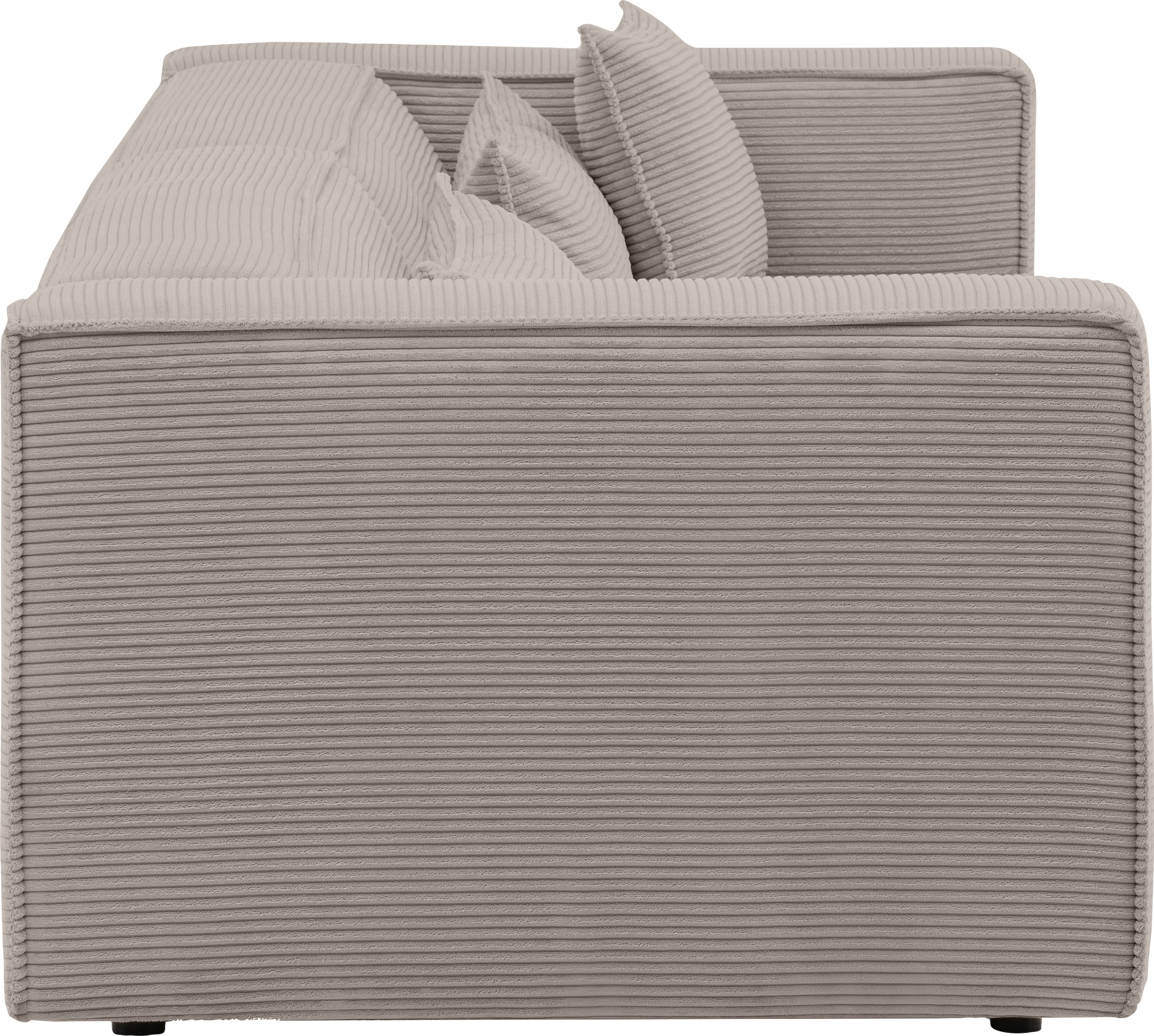 LeGer Home by Lena Gercke 3-Sitzer »PIARA, Couch mit Kedernaht, Sofa in Cord, Leinenoptik o. Strukturstoff«, schwarze Füße, bequemer Sitzkomfort