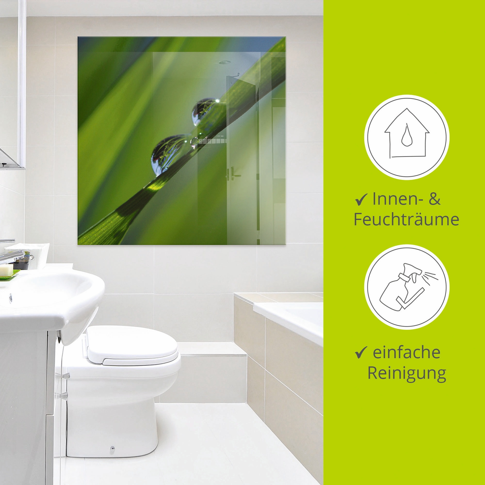 Artland Glasbild »Wassertropfen auf Grashalm«, Gräser, (1 St.), in verschiedenen Größen