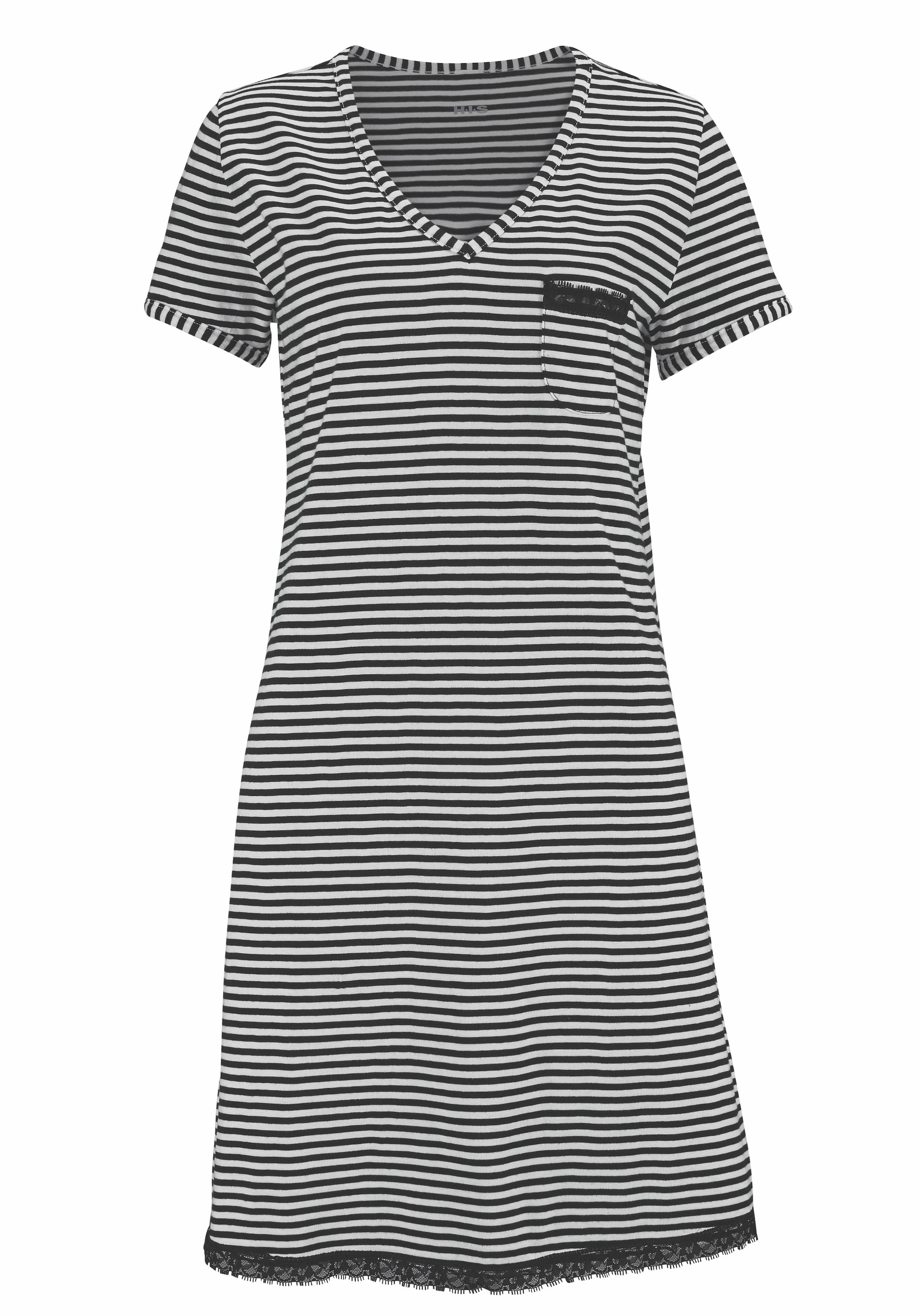 H.I.S Nachthemd 1-teilig,  Brusttasche mit Spitzendetails