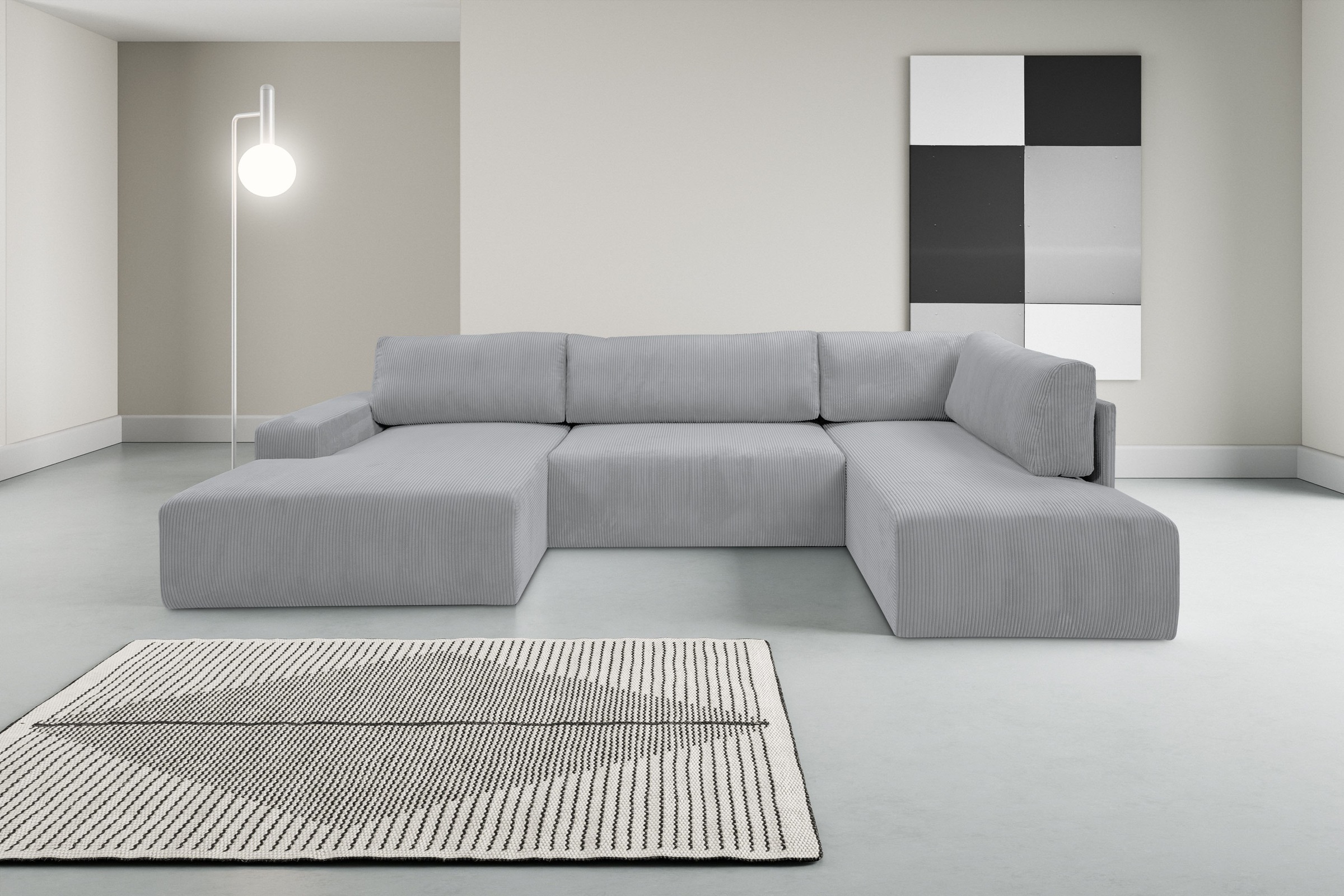 WERK2 Wohnlandschaft »Rotterdam-U, U-Form, in kuschelweichem Cord oder Brei günstig online kaufen