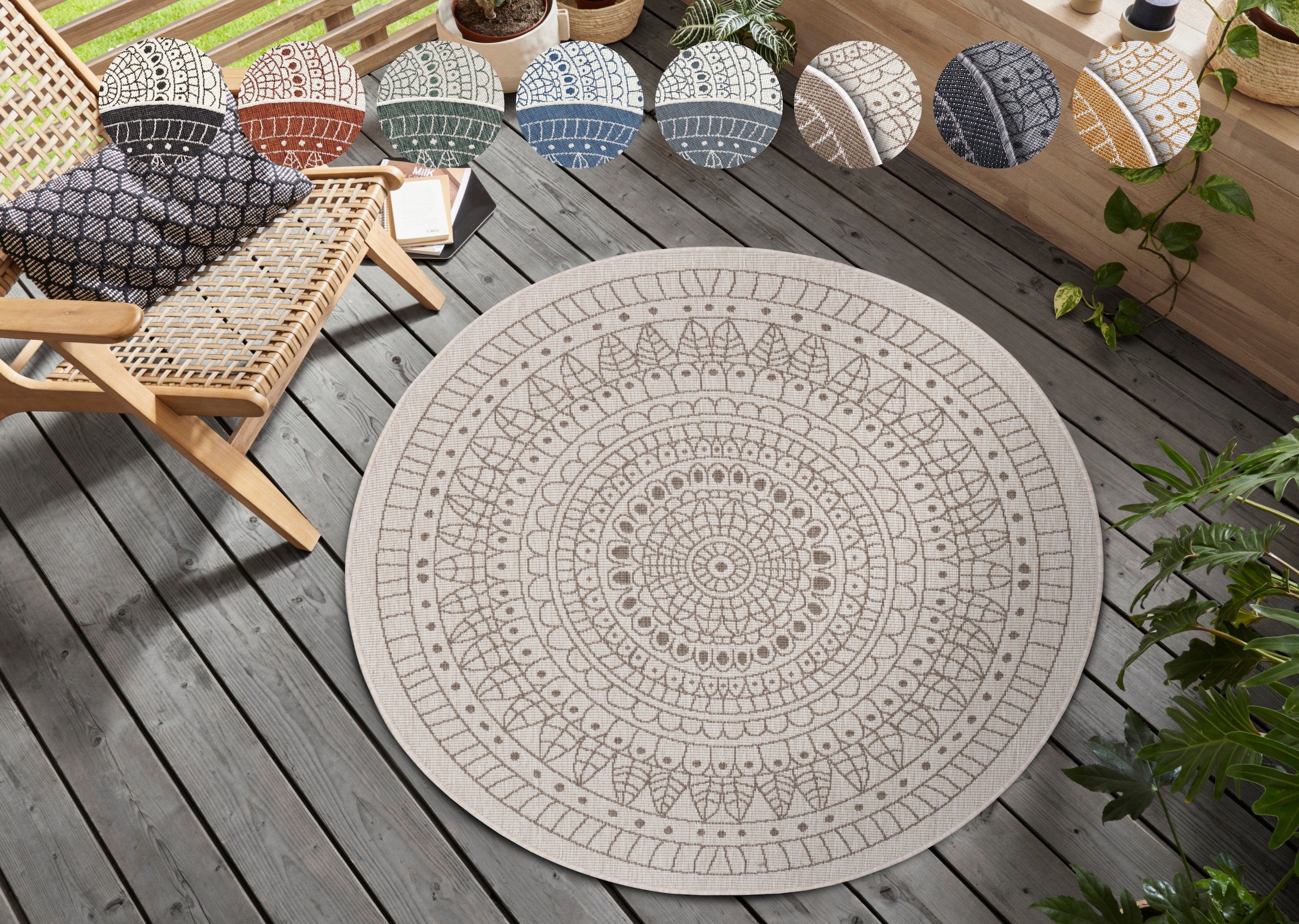HANSE Home Teppich »Porto Wendeteppich«, rund, 5 mm Höhe, In-& Outdoor, Wet günstig online kaufen