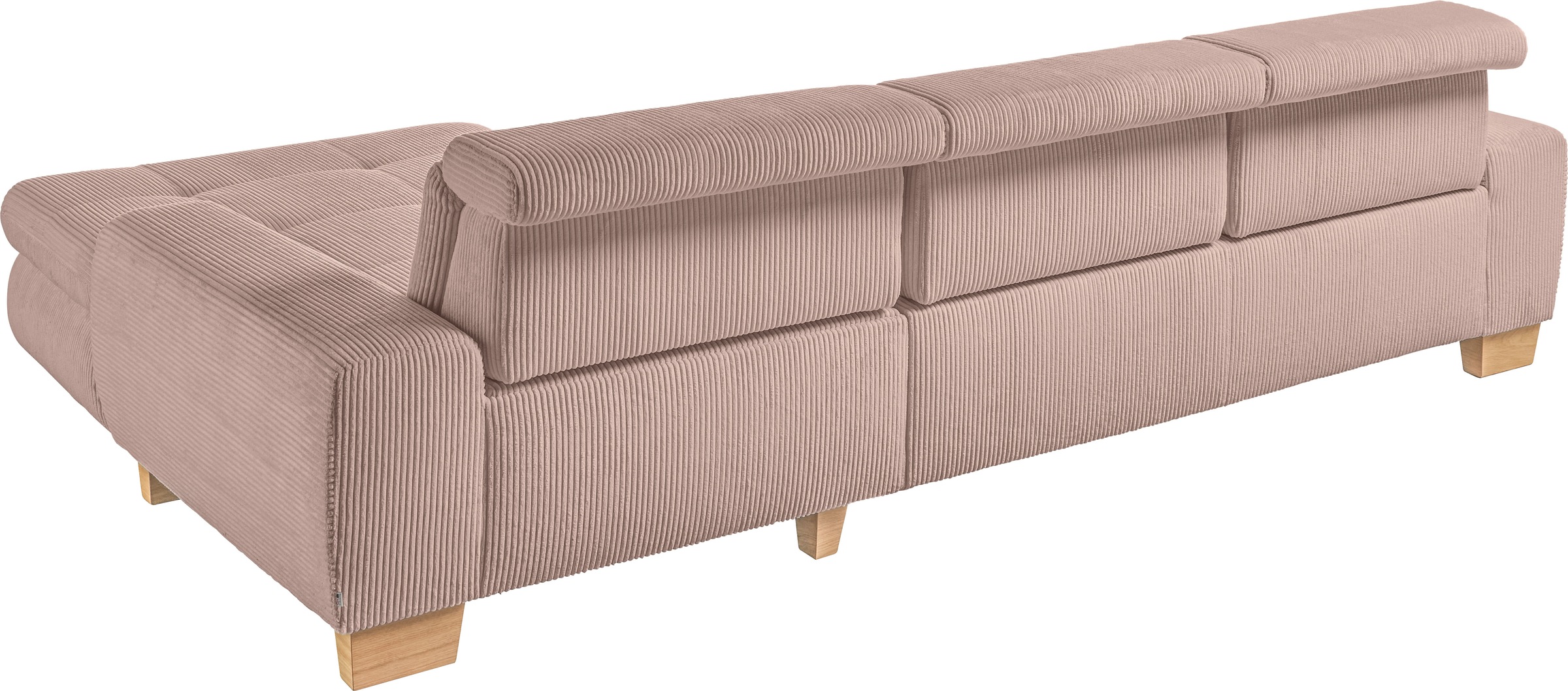 set one by Musterring Ecksofa »SO 3400 Sitzhöhe 47cm oder 49cm, Sitztiefe verstellbar, B/T: 307/195cm«, whlw. mit Funktion, Kaltschaum, in Cord, silver, Sitzhöhe 47