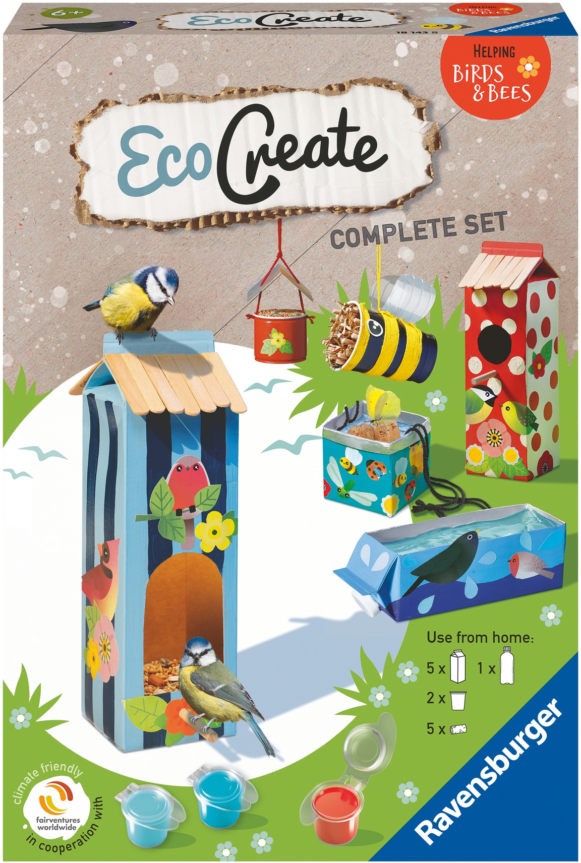 Ravensburger Kreativset »Eco Create, Helping Birds & Bees«, Upcycling und basteln in einem