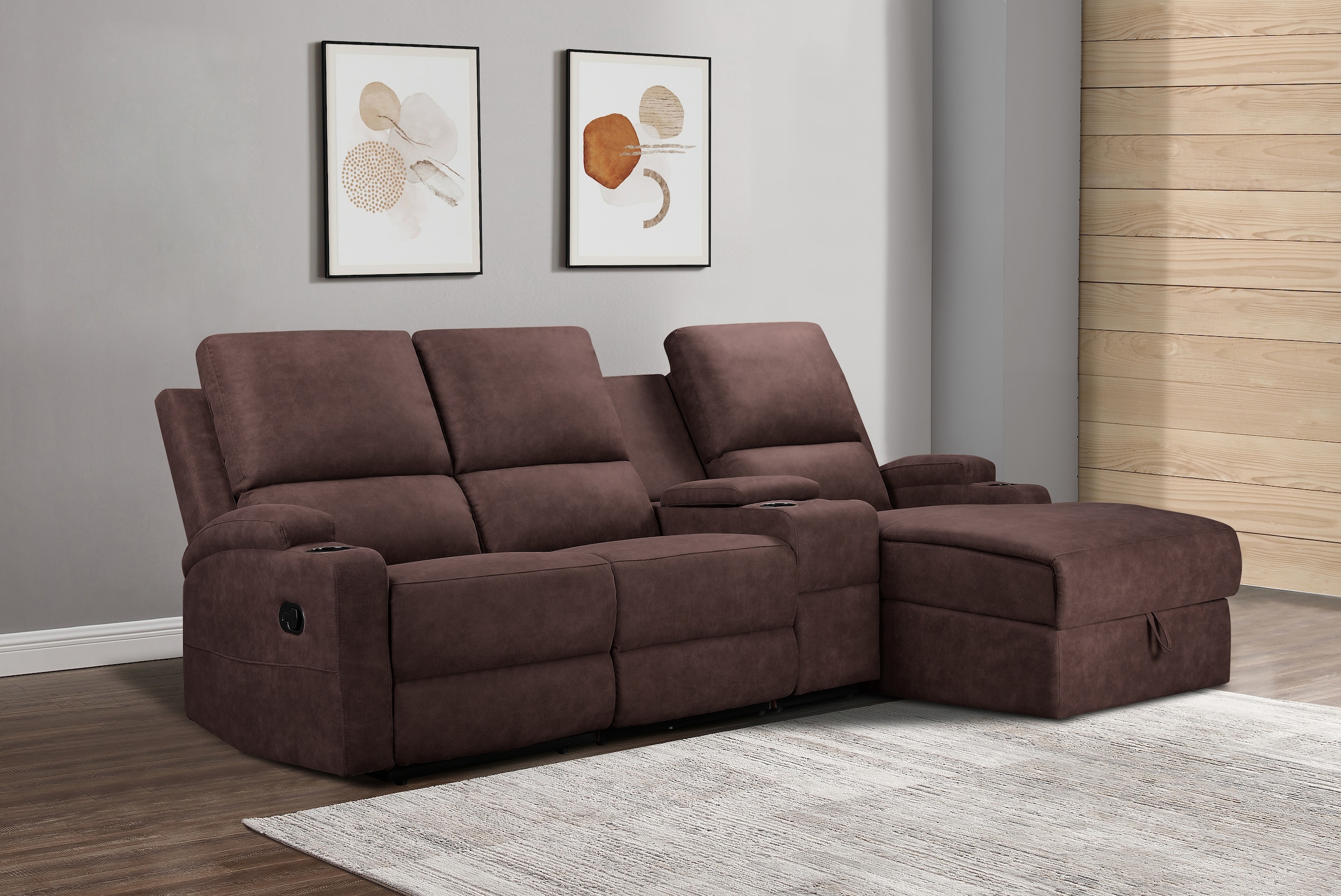 Home affaire Ecksofa »Napori Multimediasofa, 3er Kinosessel XXL, L-Form,«, Kinosofa mit Relaxfunktion, Getränkehalter, Staufach und Staukasten