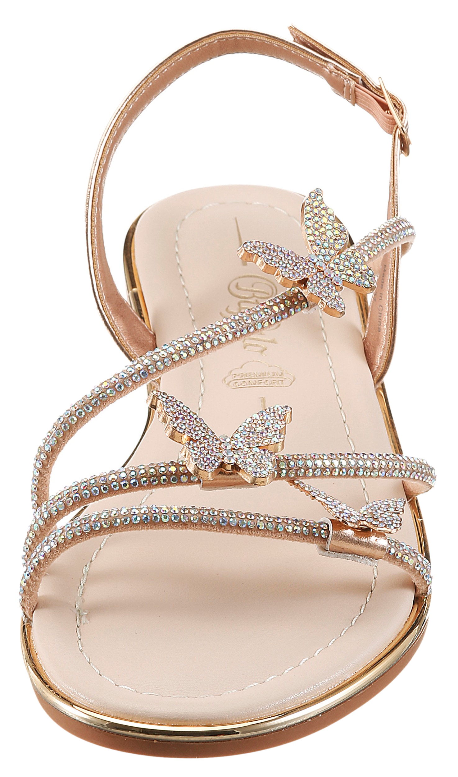 Buffalo Riemchensandale  Sommerschuh, Zehentrenner mit Glitzerdetails