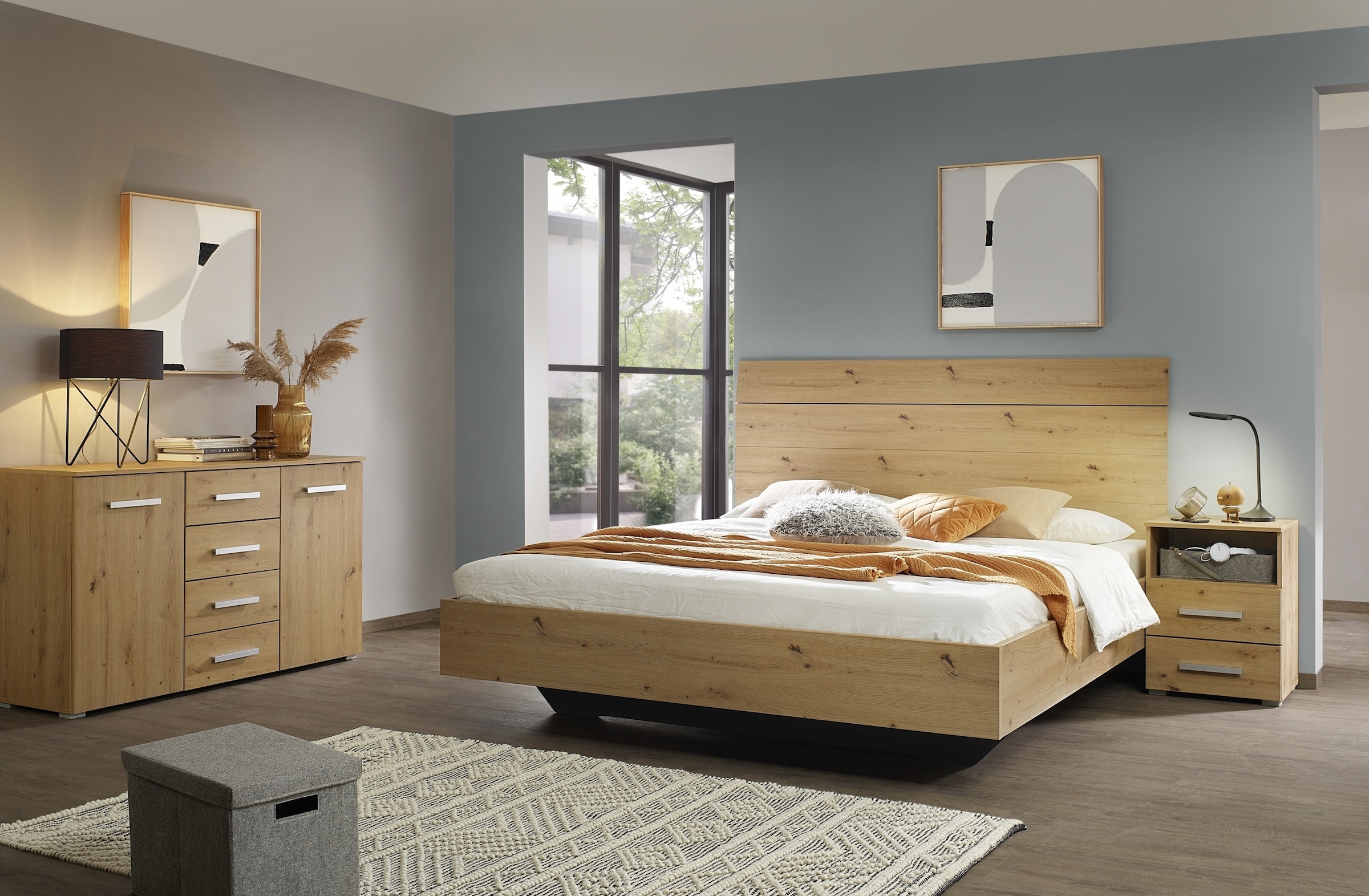 rauch Schubkastenkommode »Sideboard Kommode Kombikommode KOLUNA mit Dekorfront«, mit 4 Schubkästen und 2 Türen sowie Metallgriffen MADE IN GERMANY