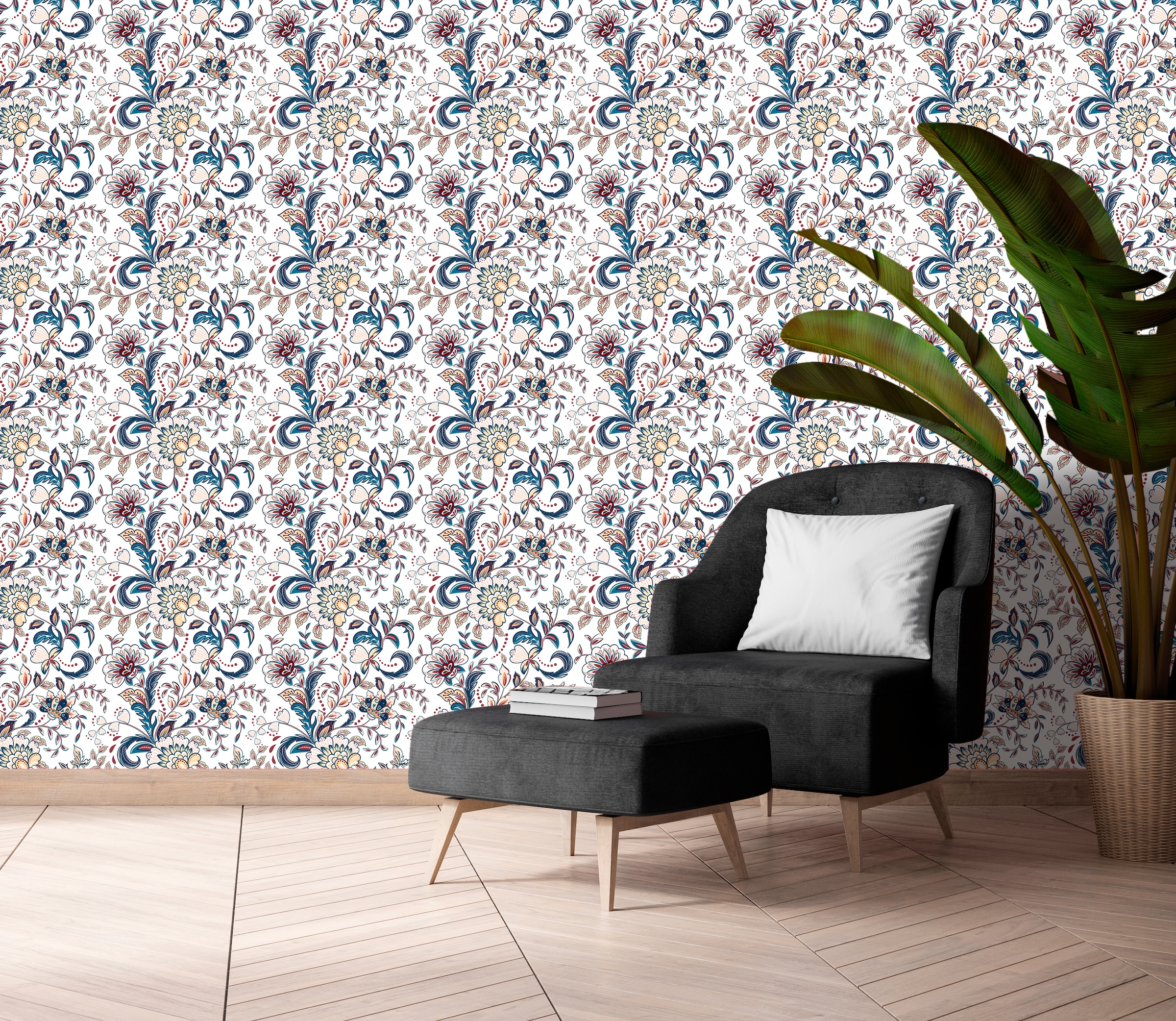 queence Vinyltapete »Loki« Motiv | bedruckt | botanisch | floral | gemustert | natürlich glatt 90x250cm, selbstklebend, kinderleichte Anbringung, , Sticker