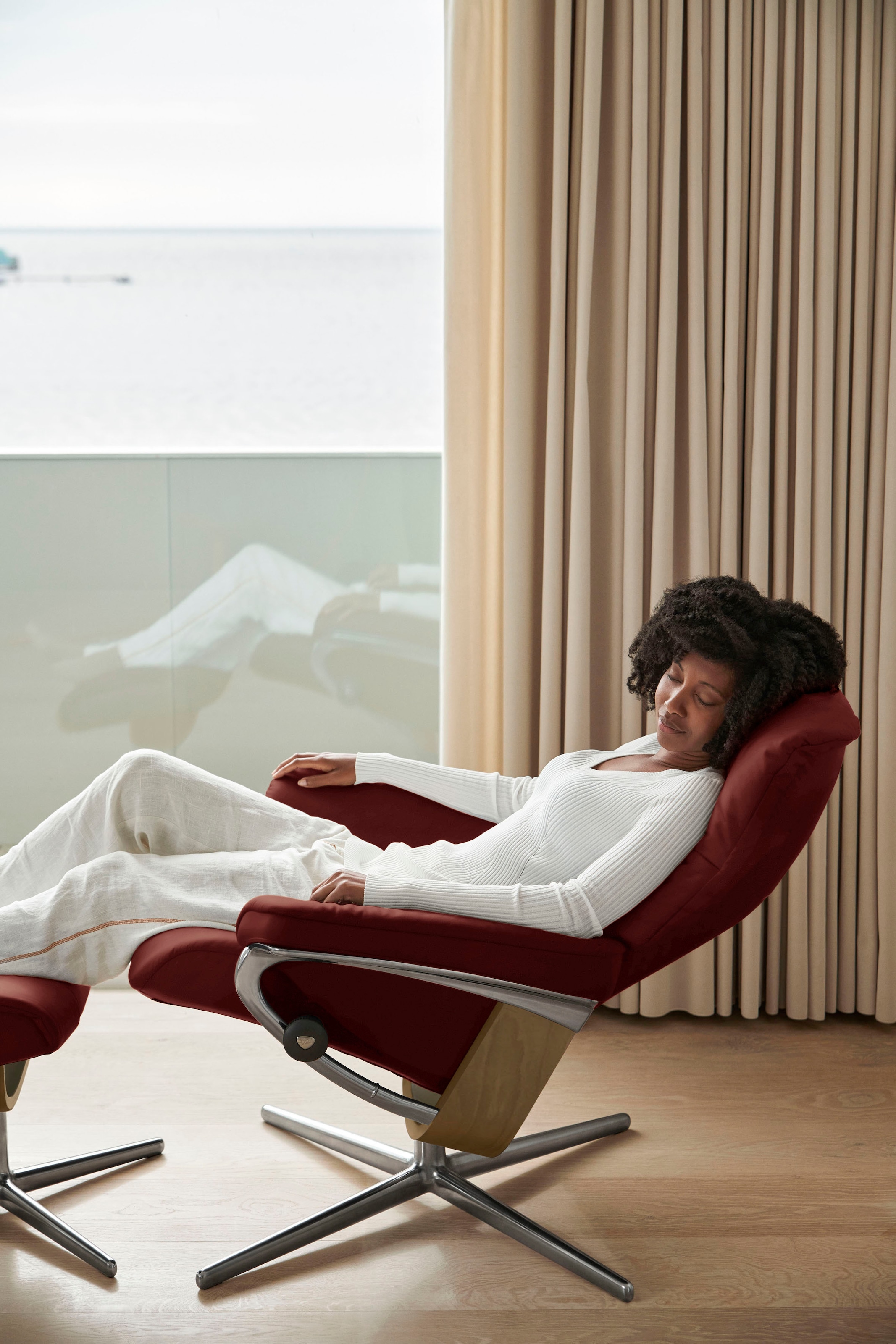 Stressless® Fußhocker »Mayfair« mit Cross Base, Größe S, M & L, Holzakzent Eiche