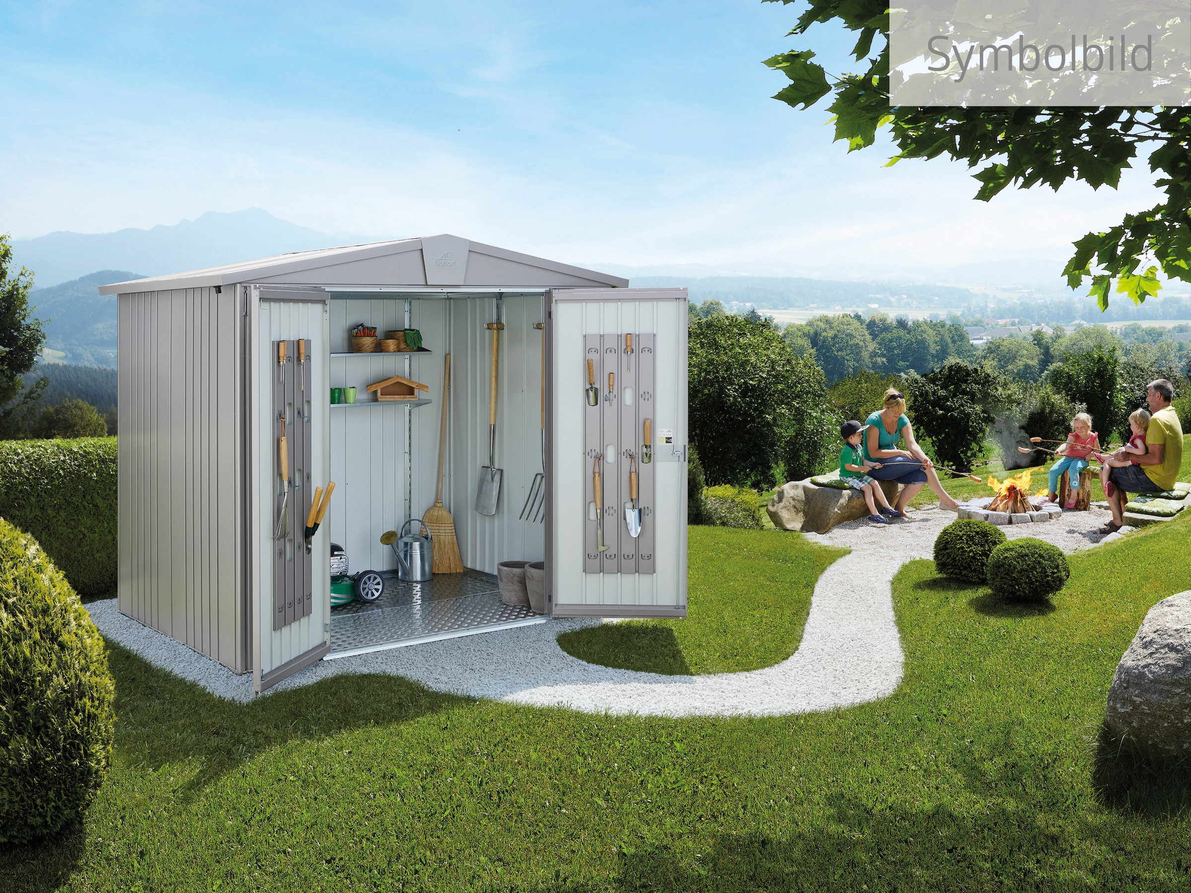 Biohort Gerätehaus »Europa Gr. 2, verschiedene Farben« Qualitäts-Geräteschuppen aus Metall