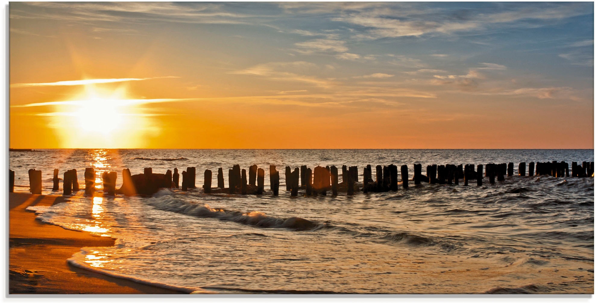 Artland Glasbild "Schöner Sonnenuntergang am Strand" Strand 1 Stk. tlg. in günstig online kaufen