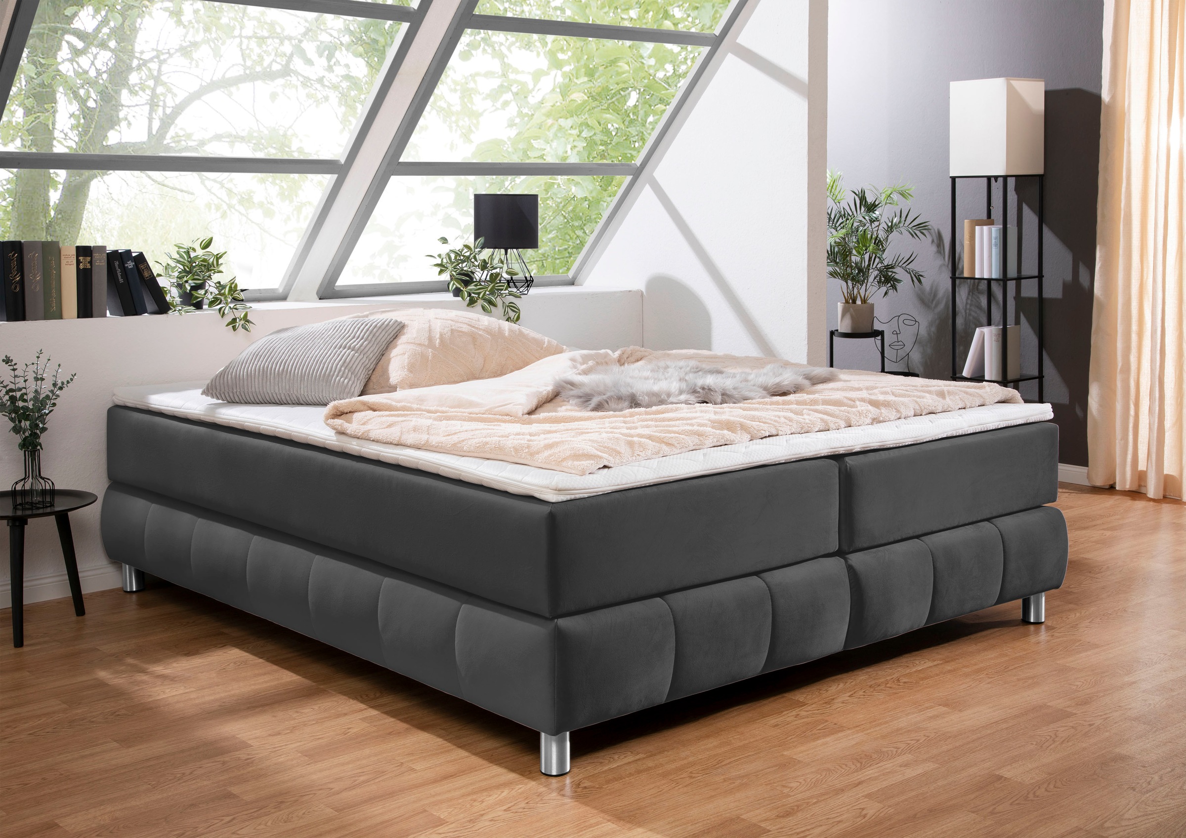 Bild von andas Boxspringbett »Salo«, Ohne Kopfteil, inkl. Topper, auch in Überlänge 220 cm