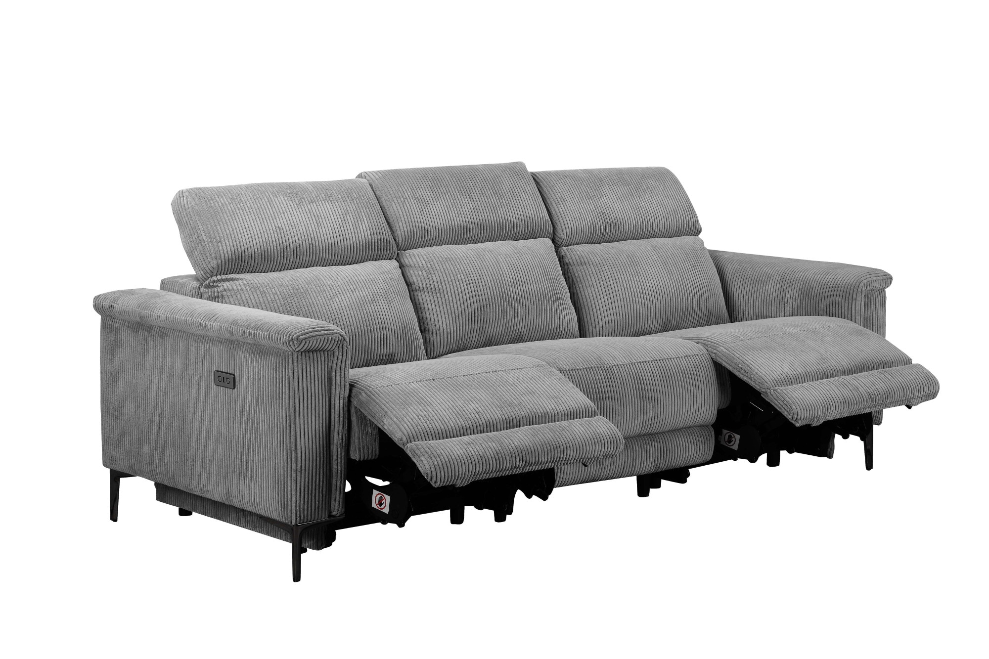 Places of Style 3-Sitzer »Lund Cord, mit manueller o. elektrischer Relaxfunktion in 2 Sitzen,«, USB-A, Kopfteilverstellung, Breite 222 cm