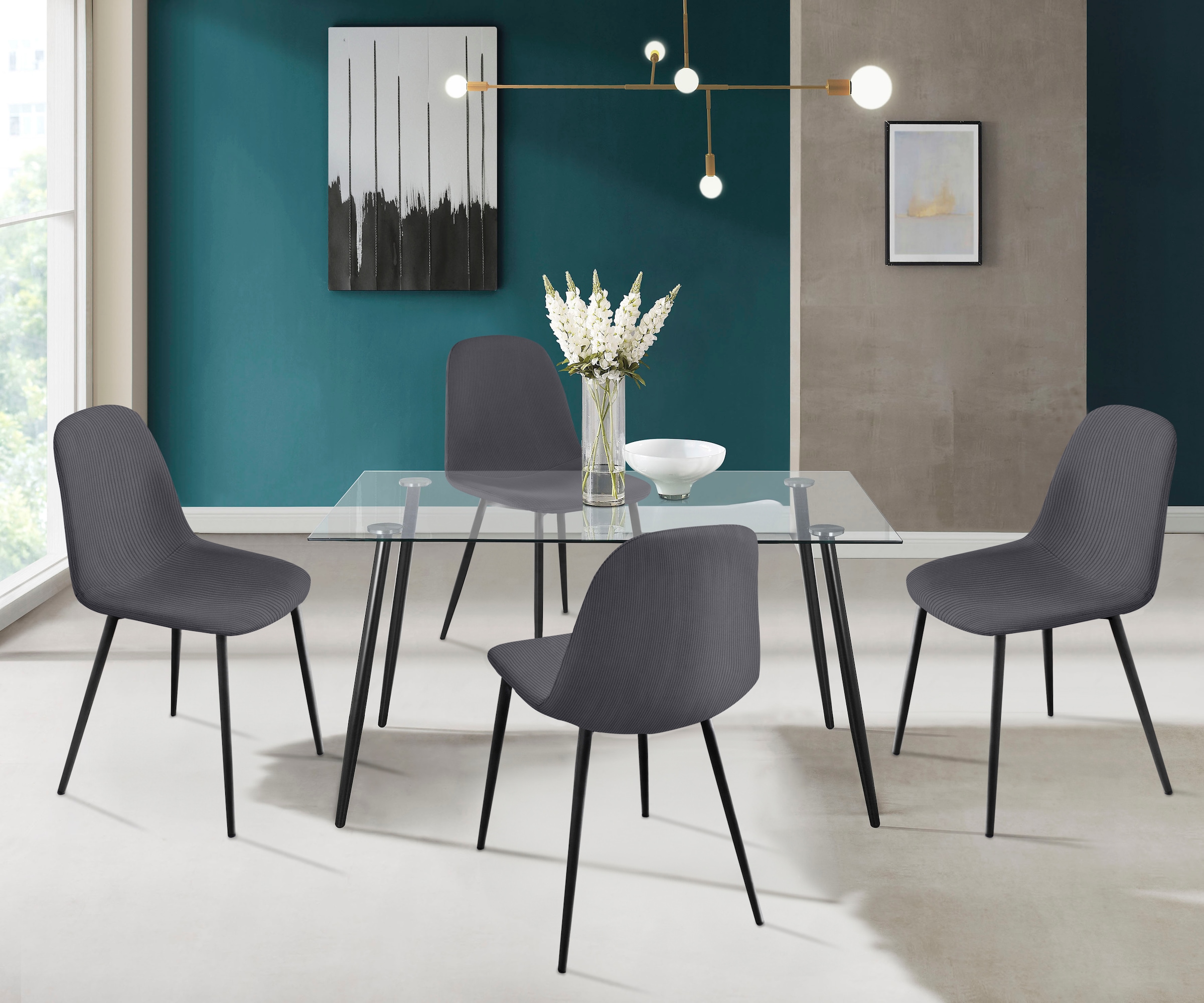 INOSIGN Essgruppe »Danny-Miller« Set, Set 140 cm, 5 Stk. tlg. Glastisch 140 günstig online kaufen