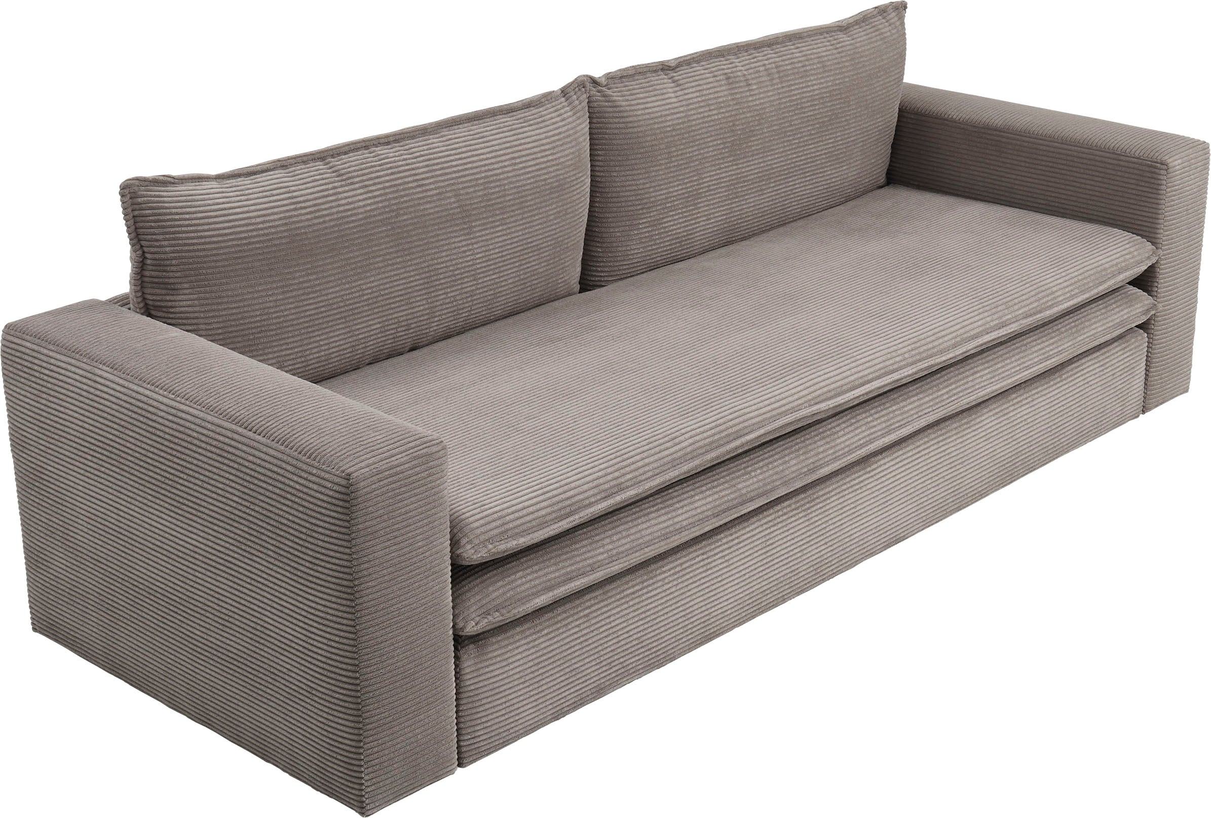 Places of Style 3-Sitzer »PIAGGE«, Cord-Bezug - mit Bettfunktion und Bettkasten, mit praktischem Topper