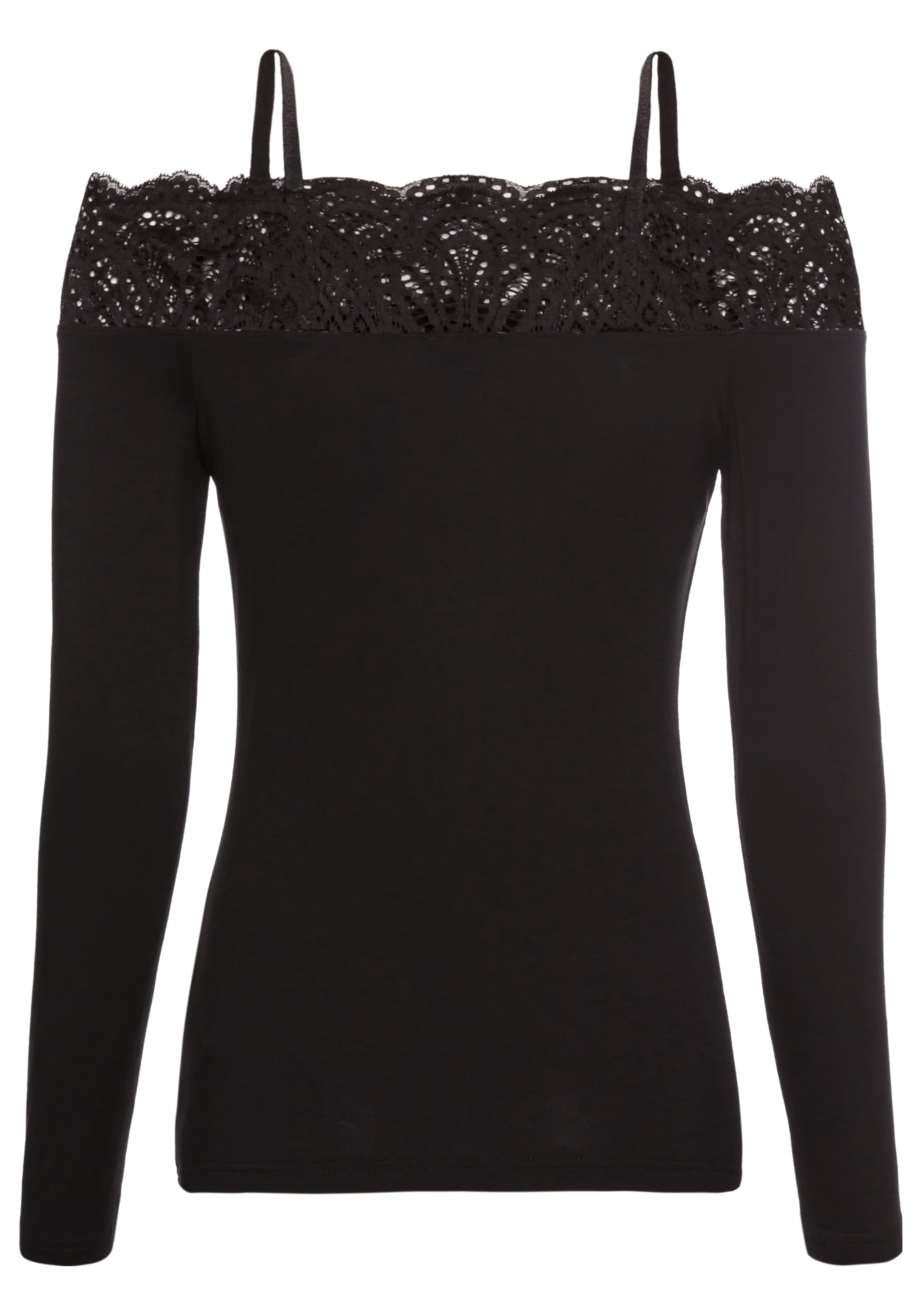 Laura Scott Spitzenshirt mit modischem Carmenausschnitt