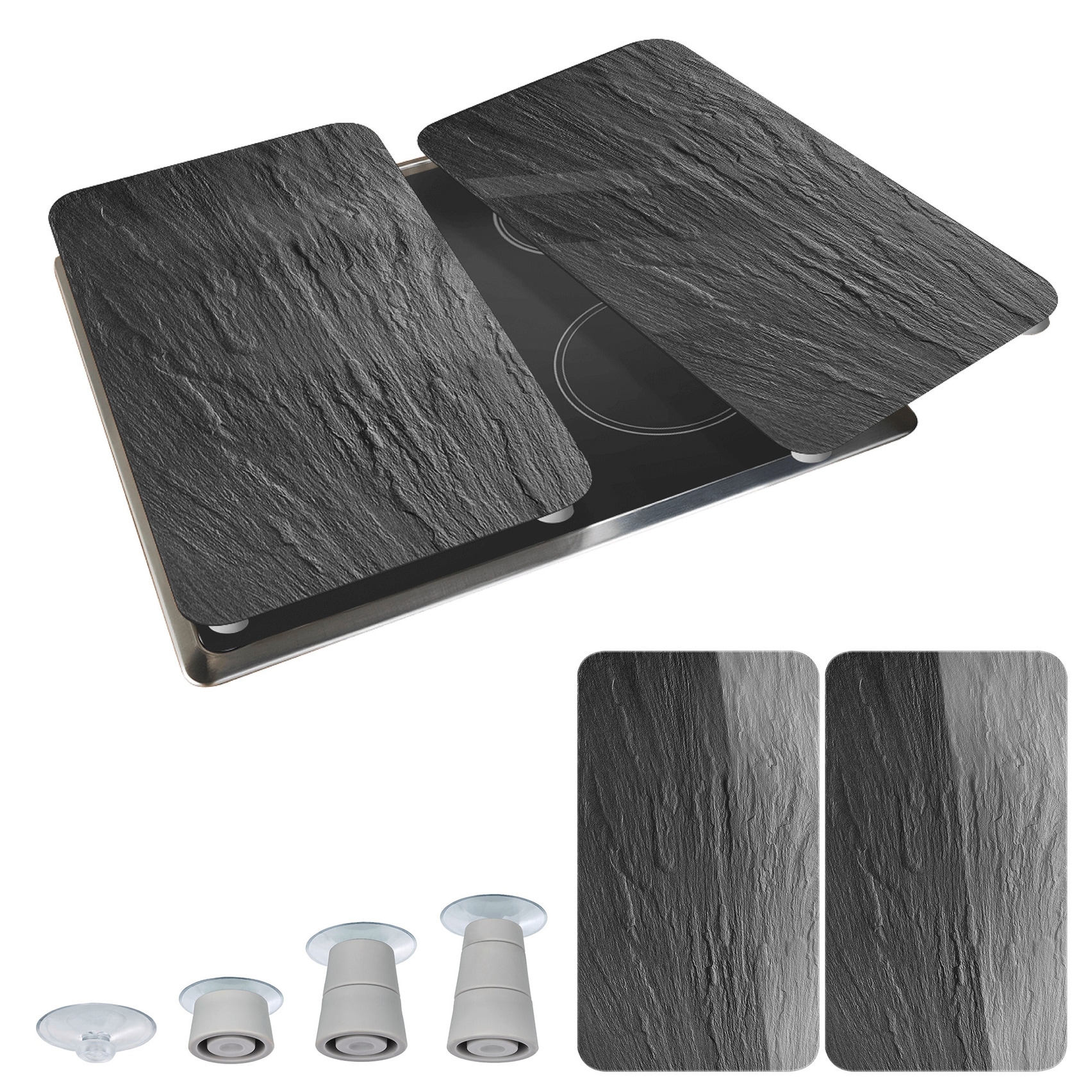WENKO Herdblende-/Abdeckplatte »Universal Modell Schiefer« Herdabdeckung für alle Herdarten, kratzfest, mit rutschfesten Füßen