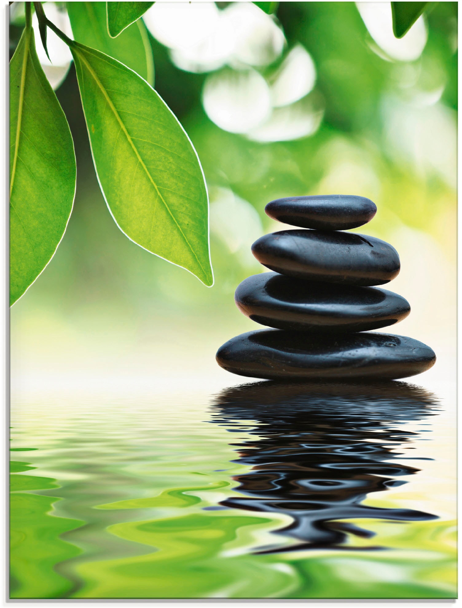 Artland Glasbild "Zen Steinpyramide auf Wasseroberfläche", Zen, (1 St.), in günstig online kaufen