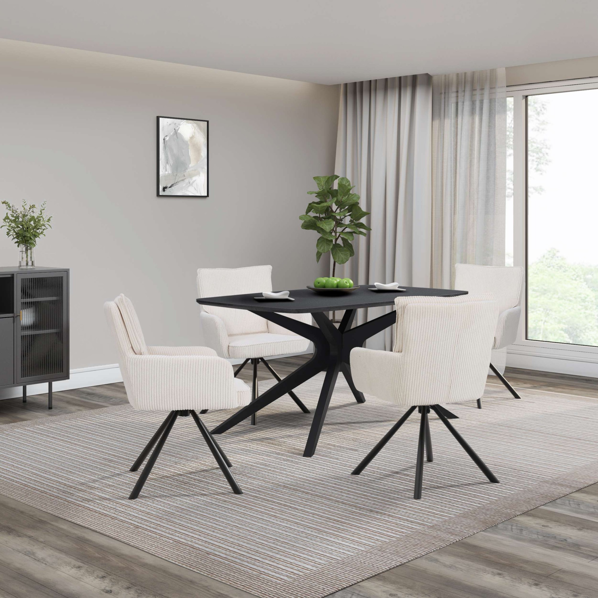 OTTO home Esstisch »Dakona«, Tischplatte mit Holzstruktur, schwarze Metallb günstig online kaufen