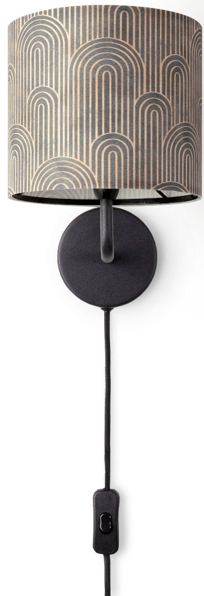 Paco Home Wandleuchte »Luca Pillar«, Leuchtmittel E14 | ohne Leuchtmittel, Stofflampe Rund Wandleuchte Mit Stecker Wohnzimmer Flur Vintage Retro