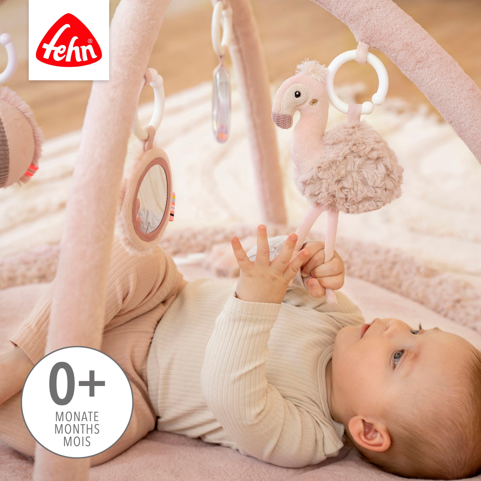 Fehn Spielbogen »Lazy, Crazy & Pink, Flamingo, 3-D-Activity-Decke«, mit 5 abnehmbaren Spielzeugen