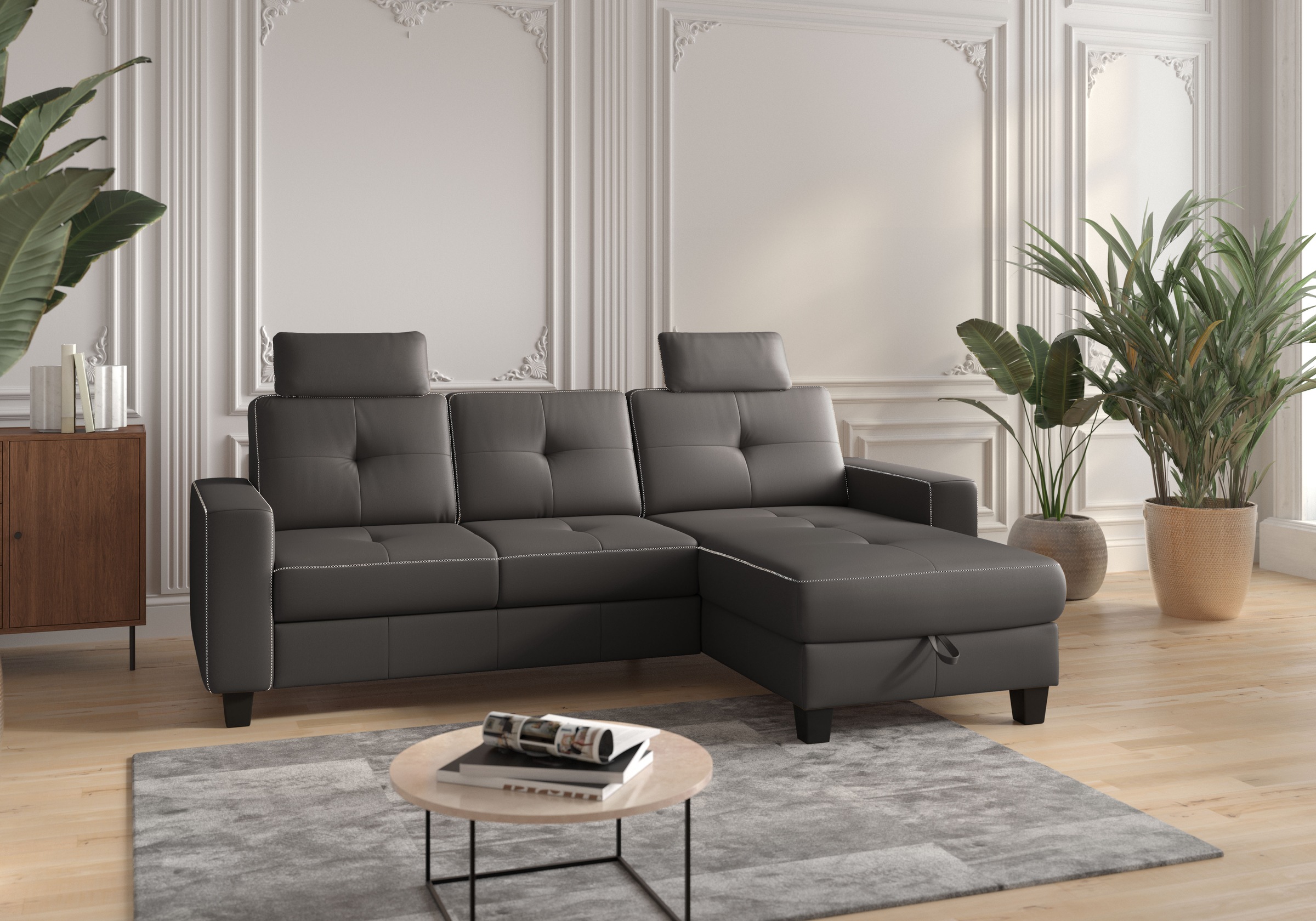 Places of Style Ecksofa »Varese«, wahlweise mit Bettfunktion und Bettkasten