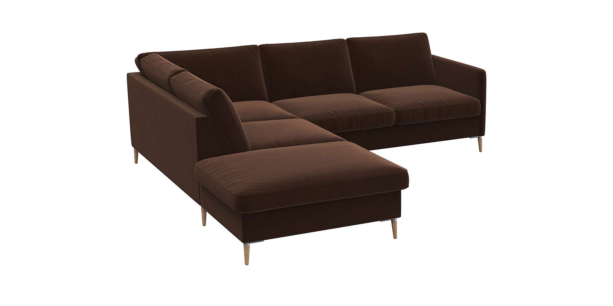 FLEXLUX Ecksofa »Fiore, L-Form, super bequem durch Kaltschaum im Sitz«, schmale Armlehnen, Füße Alu/Eiche, B/T 234/225 cm