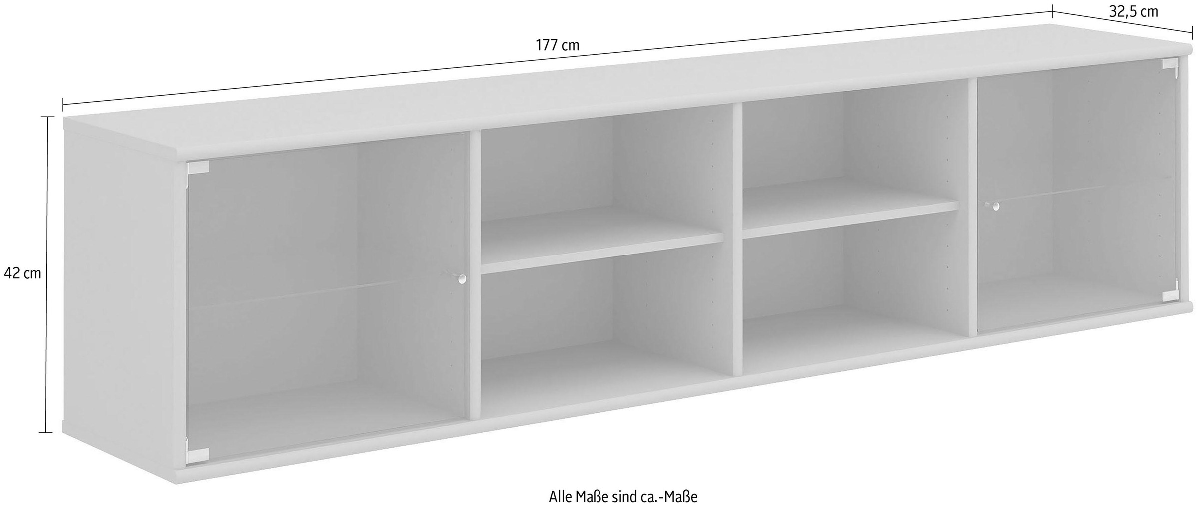 Hammel Furniture Regal »Mistral, Hochwertig Lowboard, hängend/stehend montierbar«, mit zwei Glastüren, B: 177 cm, lowboard, anpassungsbar Designmöbel