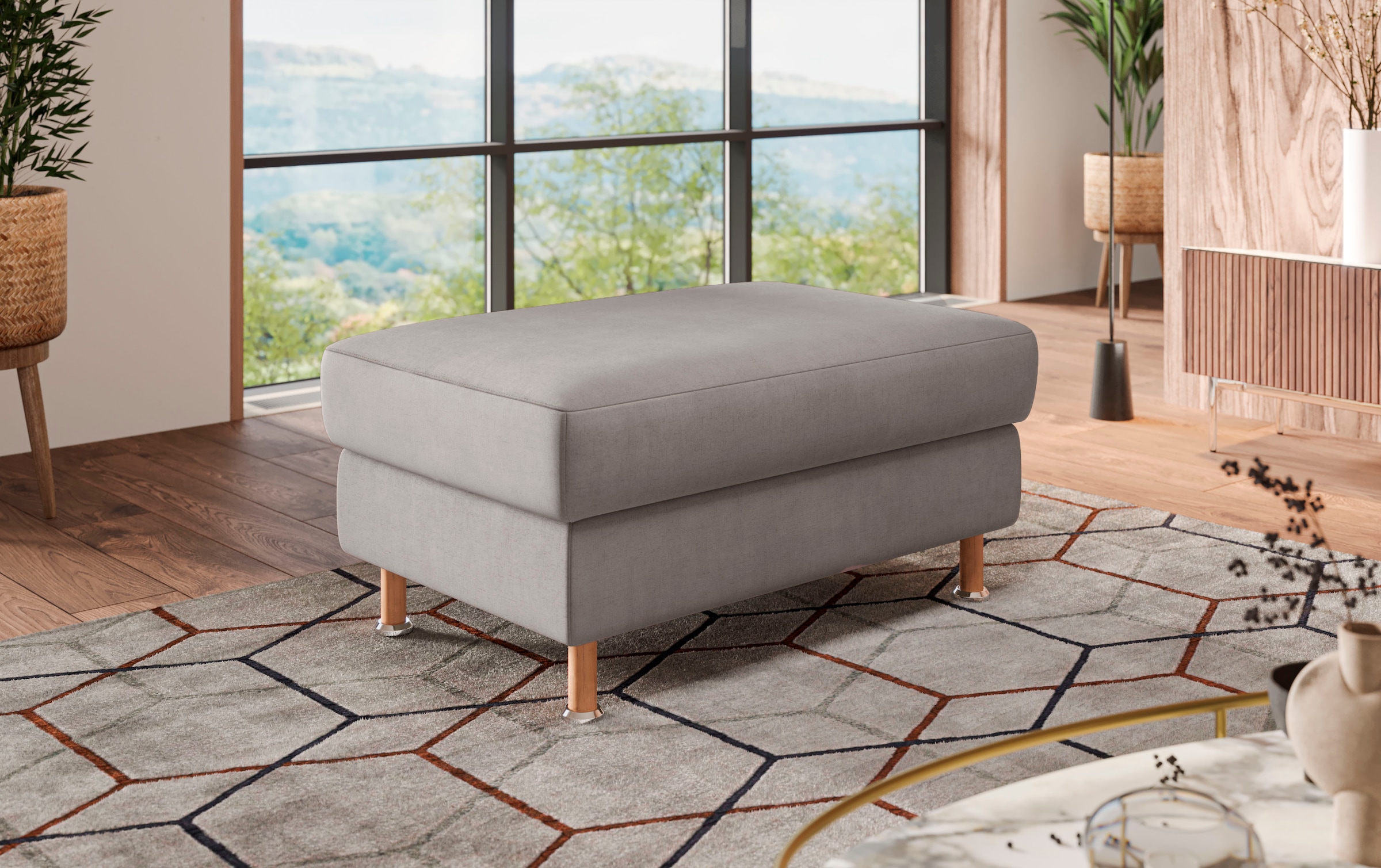 Home affaire Polsterhocker »Calypso« Holzfuesse mit Metallteller