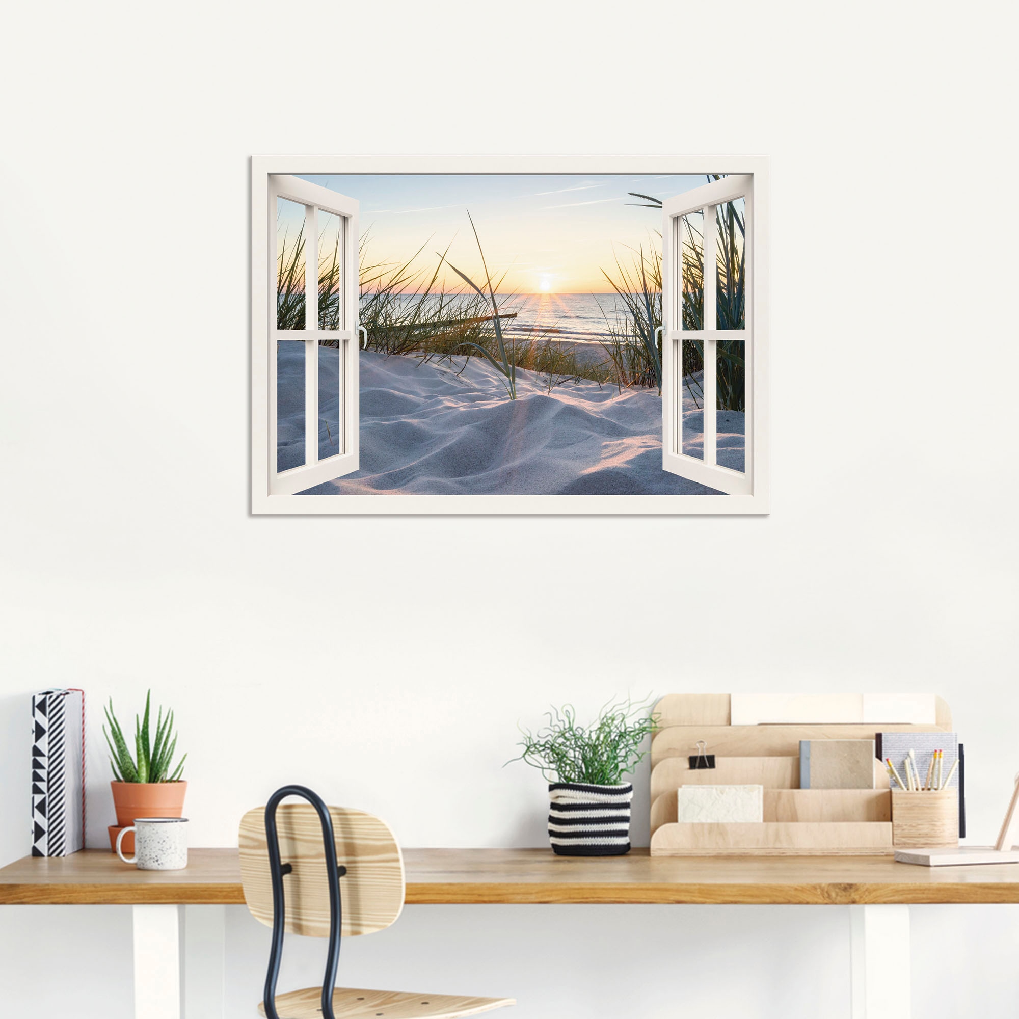 Artland Wandbild »Ostseestrand durchs Fenster«, Meer Bilder, (1 St.), als A günstig online kaufen