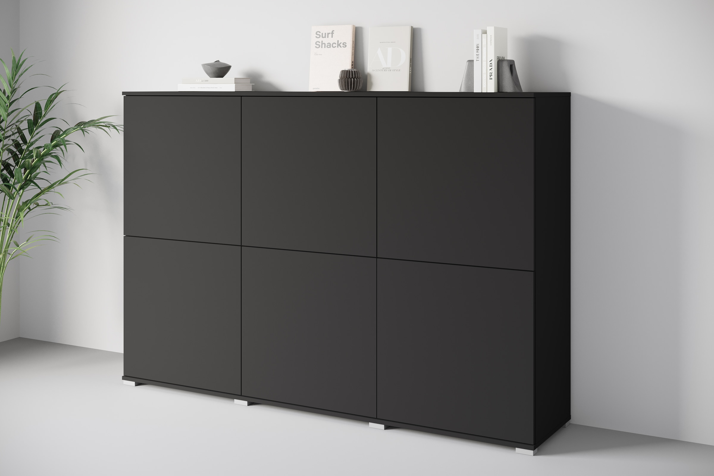 INOSIGN Highboard »Kenia, moderne grifflose Hochkommode mit 6 Türen, Breite 180 cm«, (1 St.), Push-to-Open-Fronten, höhenverstellbaren Einlegeböden