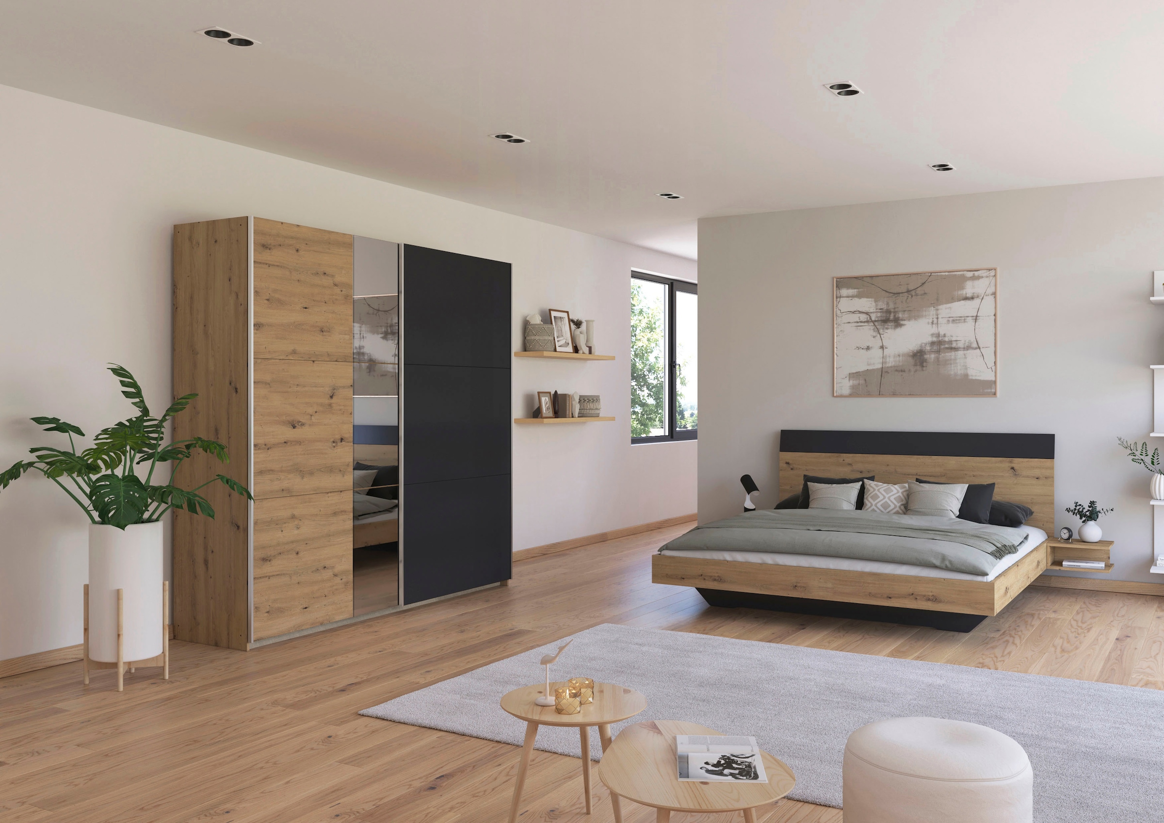 rauch Schlafzimmer-Set »Monza« mit Schwebetürenschrank Breite 218 cm, Bettanlage in 2 Breiten