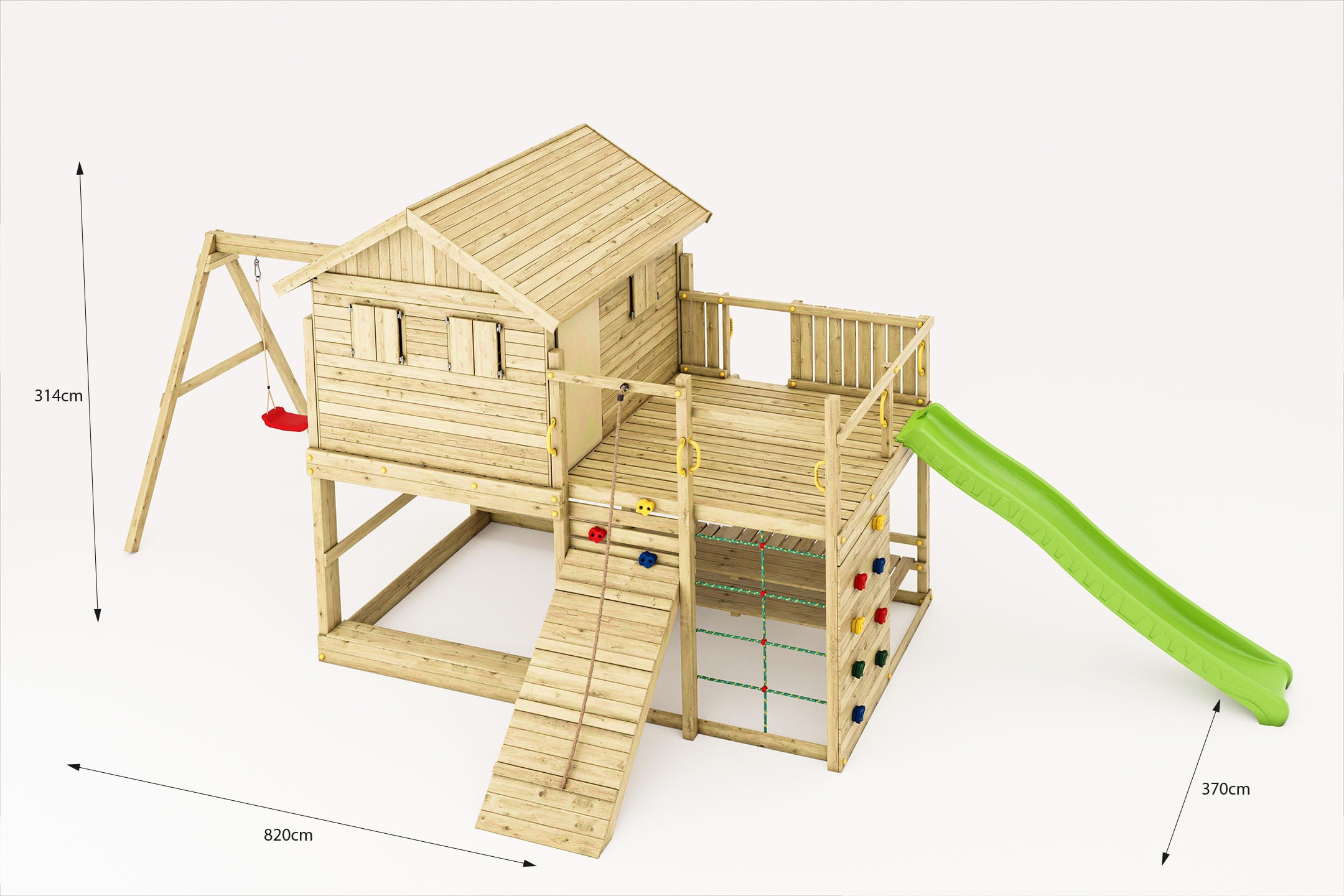 FUNGOO Spielturm »ALOHA« mit Spielhaus und Terrasse, Doppelschaukel