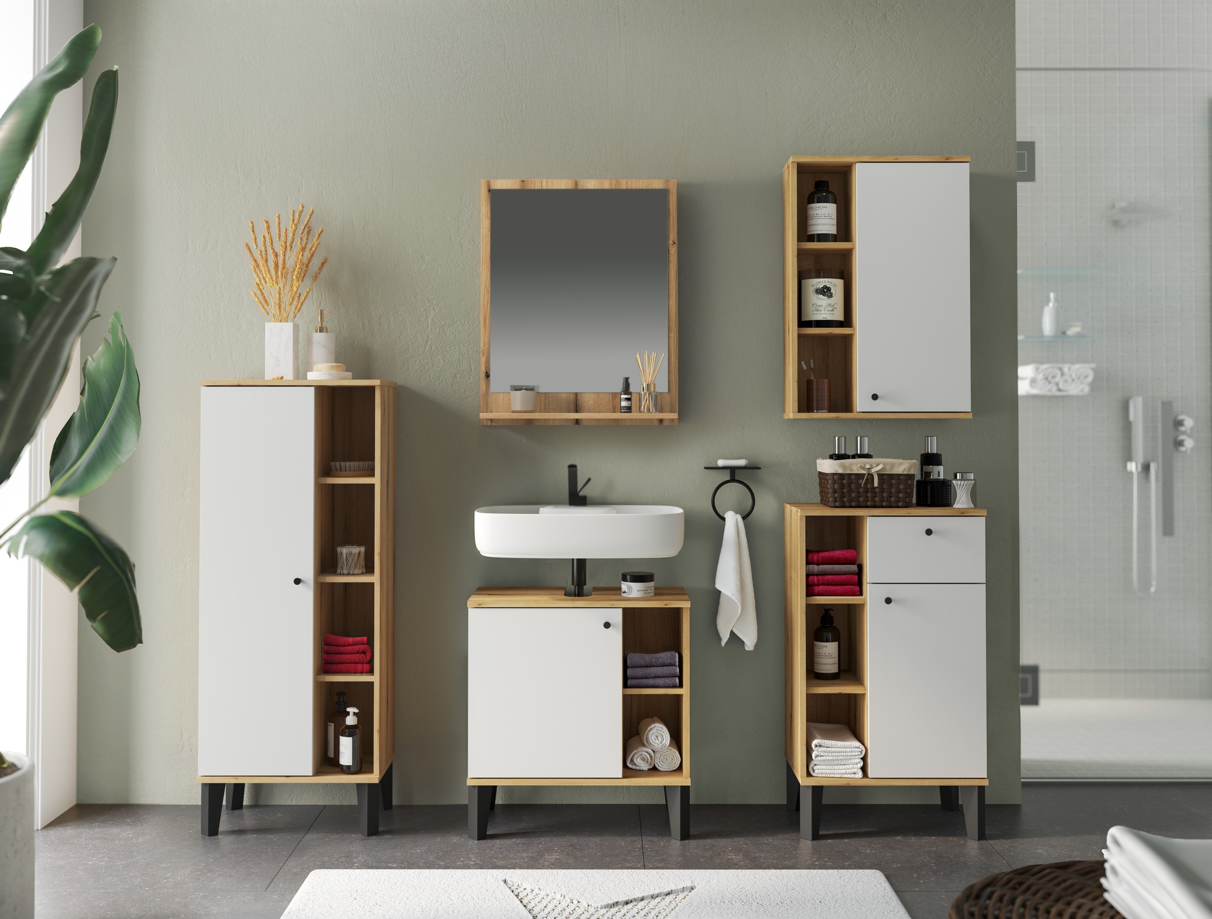 INOSIGN Badmöbel-Set »OSLO, Bad im skandinavischen Design, 5-teiliges Badez günstig online kaufen