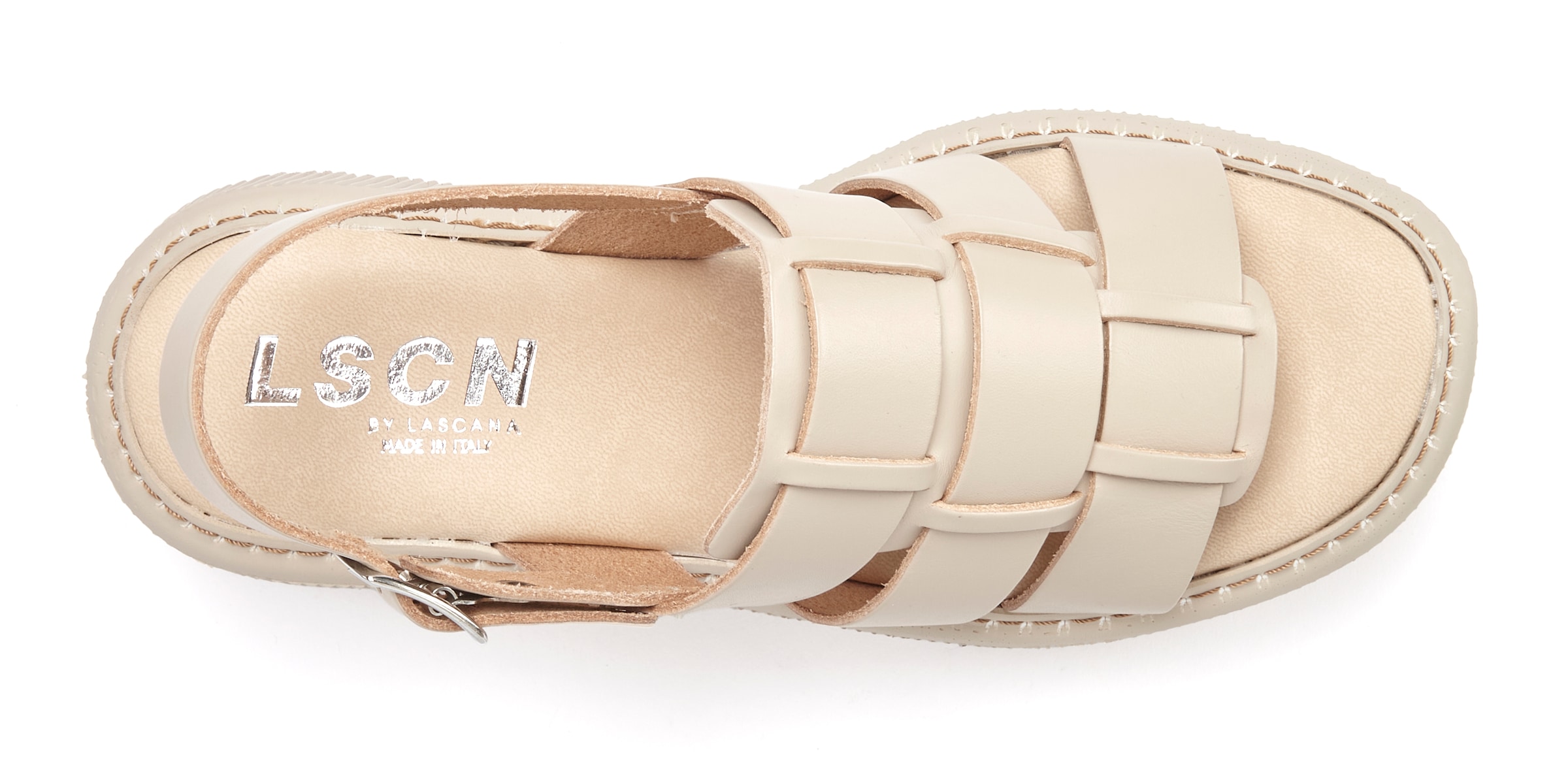 LSCN by LASCANA Sandalette »Sommerschuh«, Sandale, Sommerschuh, Pantolette aus Leder mit Plateau