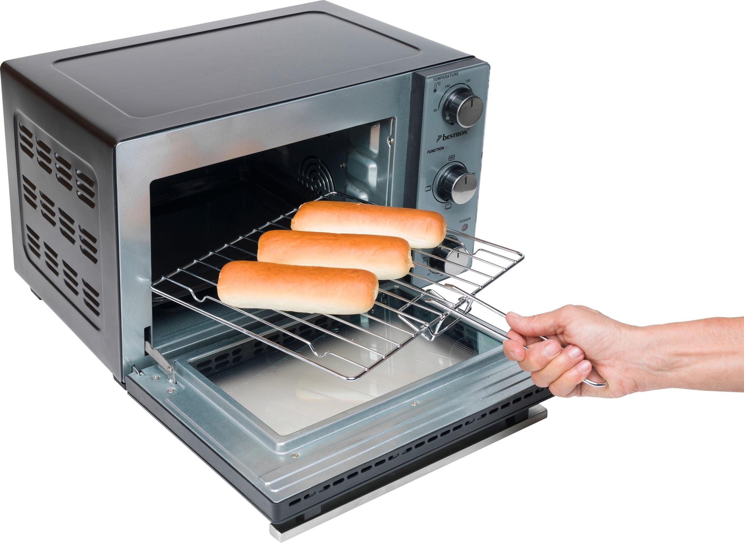 7. Bild von bestron Minibackofen »AOV20 kompaktes Gerät«, 1300 W, Edelstahl, Schwarz