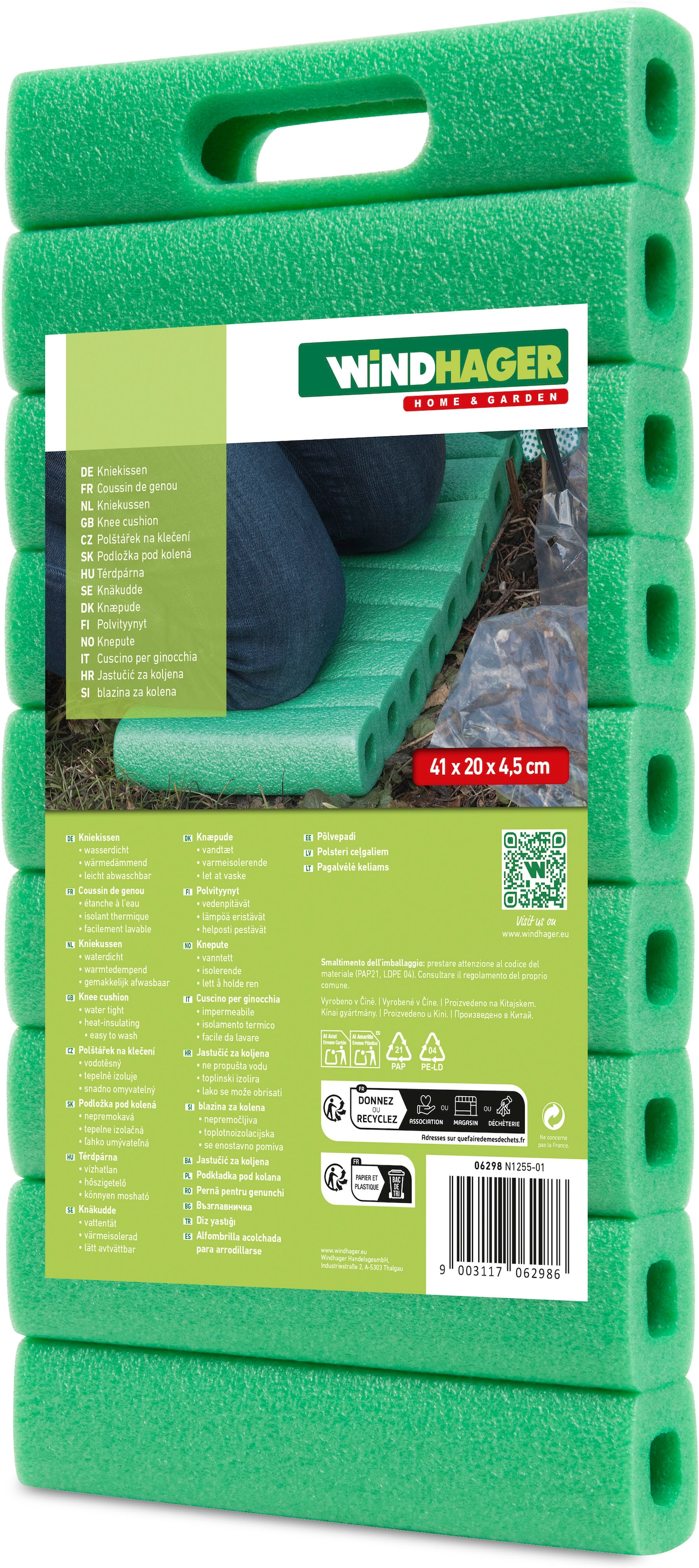 Windhager Kniekissen »für Gartenarbeit im Haus auch als Sitzpolster geeignet« wasserdicht und wärmedämmend, grün, 41x20x4,5 cm