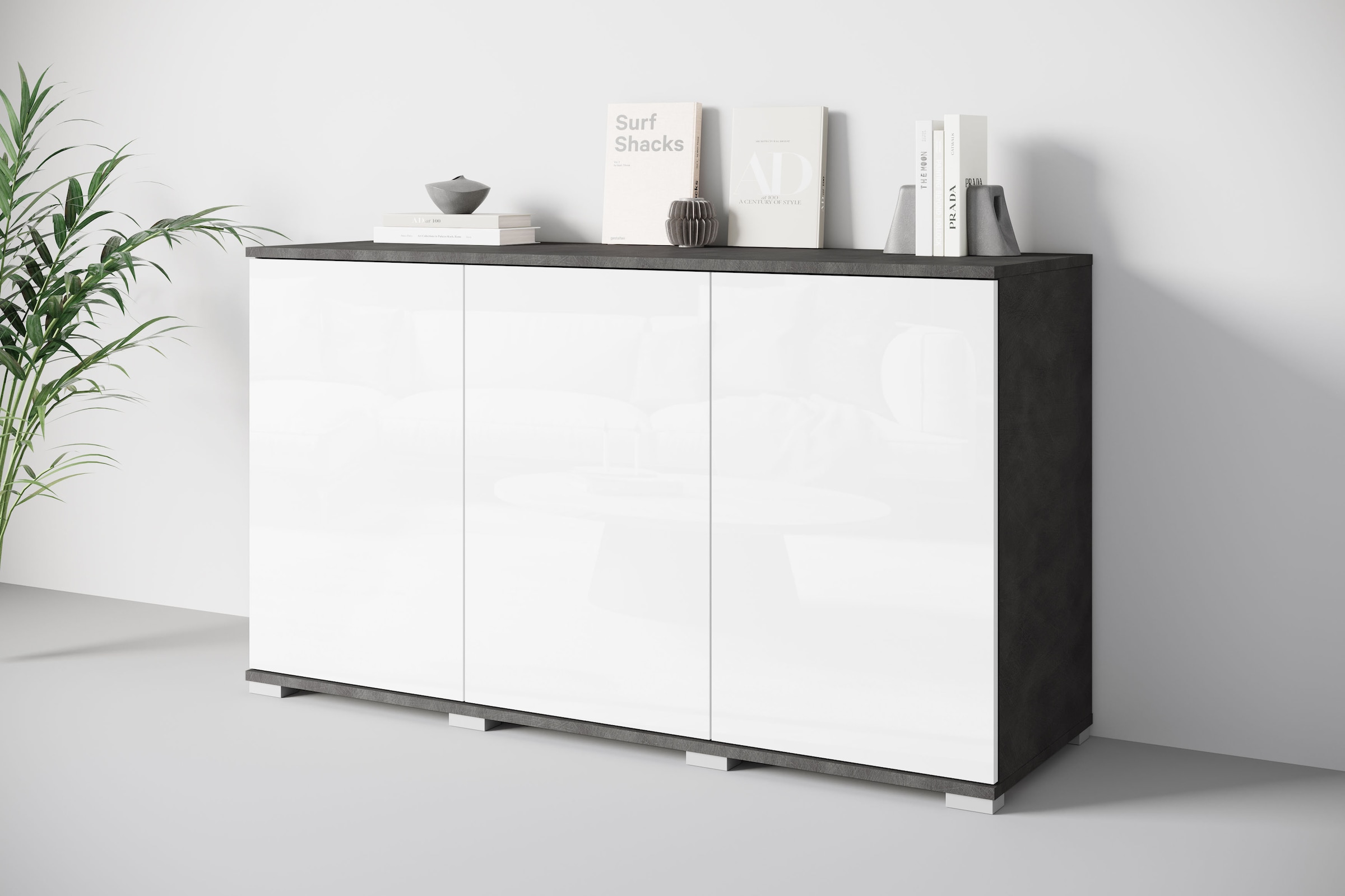OTTO home Sideboard »Kenia, moderne grifflose Kommode mit 3 Türen, Breite 120 cm« 1 Stk. tlg. Push-to-Open-Fronten, höhenverstellbaren Einlegeböden