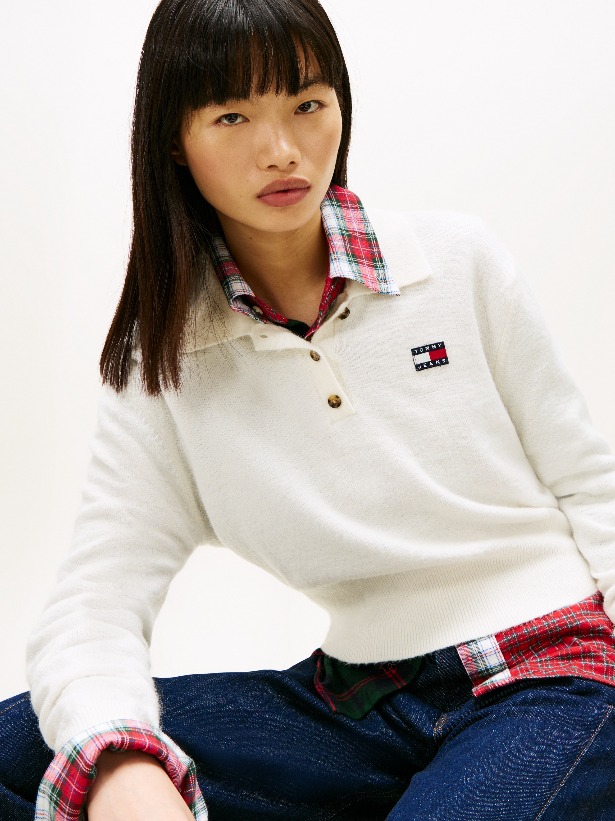 Tommy Jeans Strickpullover »TJW FLUFFY POLO SWEATER«