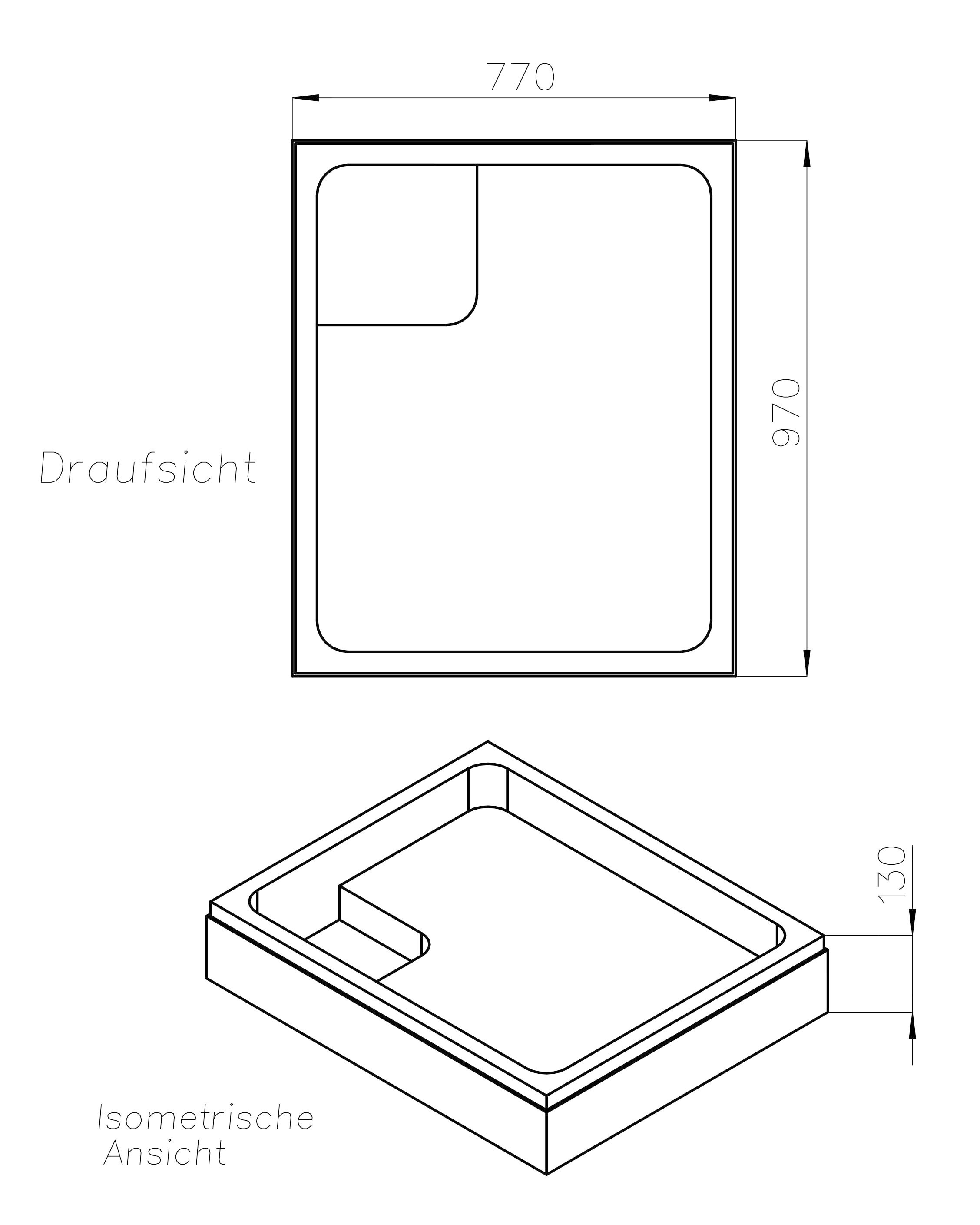 OTTOFOND Duschwanne, (Set), 100x80x3 cm, mit Wannenträger, Ablaufgarnitur und Fugendichtband