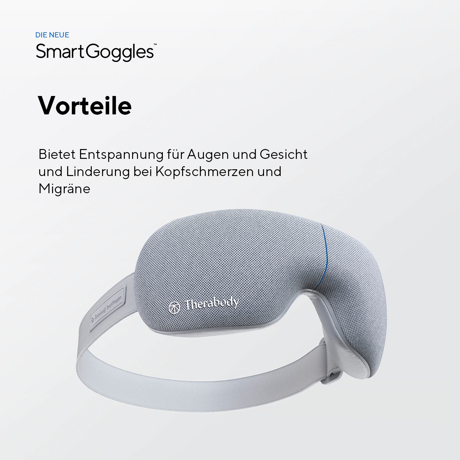 Therabody Massagegerät »SmartGoggles Augenmassage, Vibration, Wärme, App-Steuerung«, verbessert die Schlafqualität, lindert Kopfschmerzen & Migräne