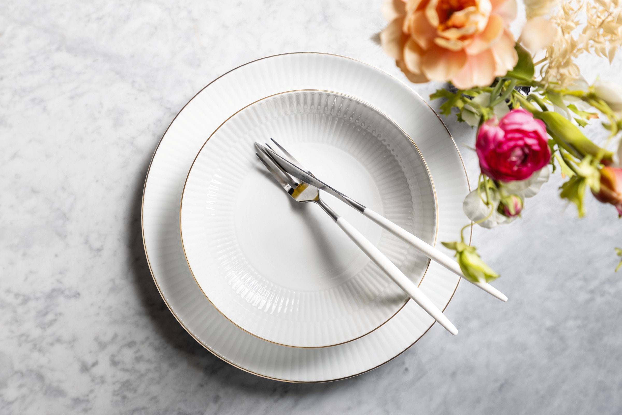 Seltmann Weiden Tafelservice »Tafelservice 12-teilig Amina Goldrand, Teller, Suppenteller« Speiseeller, Suppenteller, weiß, gold