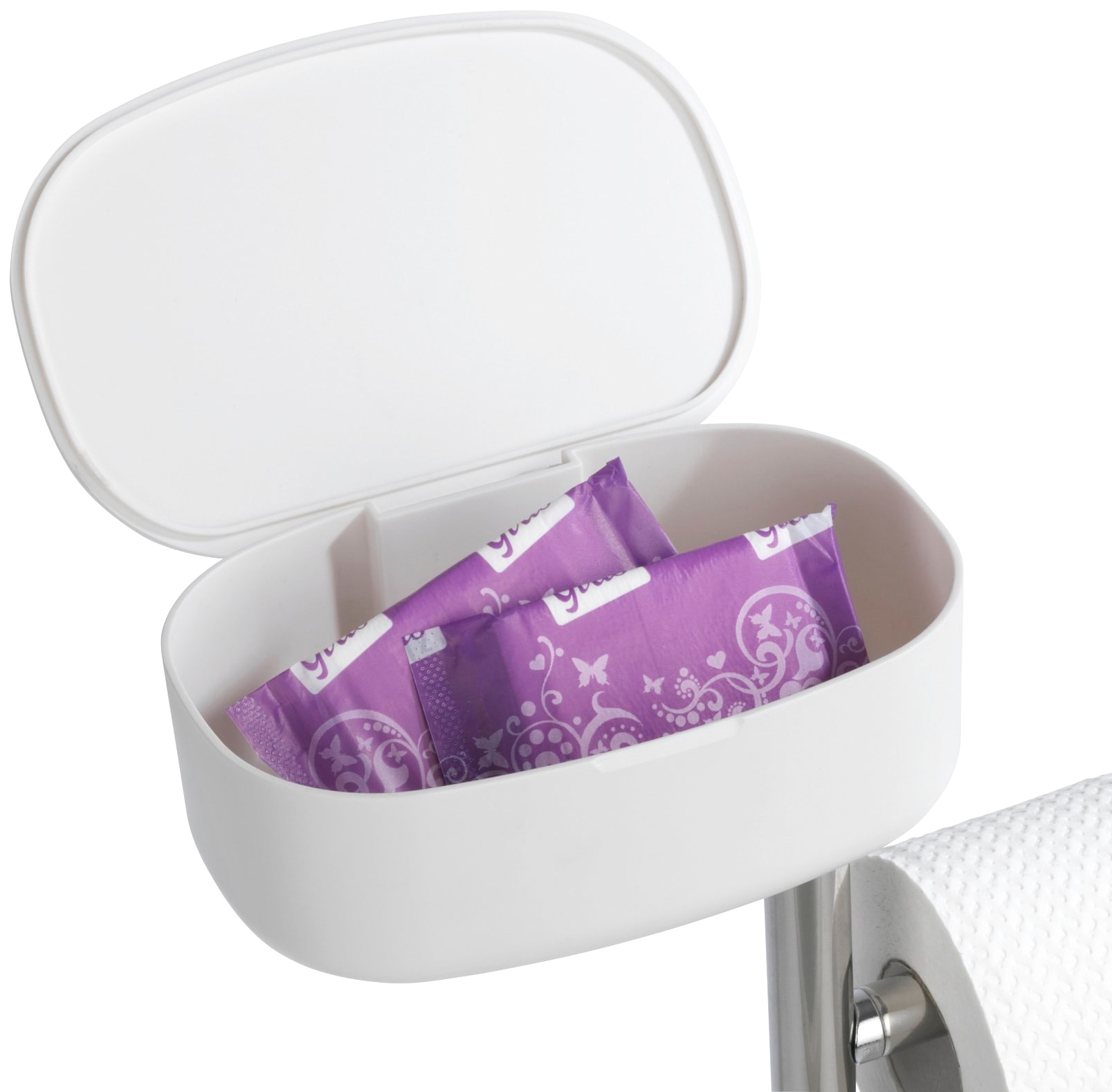 WENKO WC-Garnitur »Rivazza«, 1 St., aus Edelstahl-Kunststoff, integrierter Toilettenpapierhalter und Box