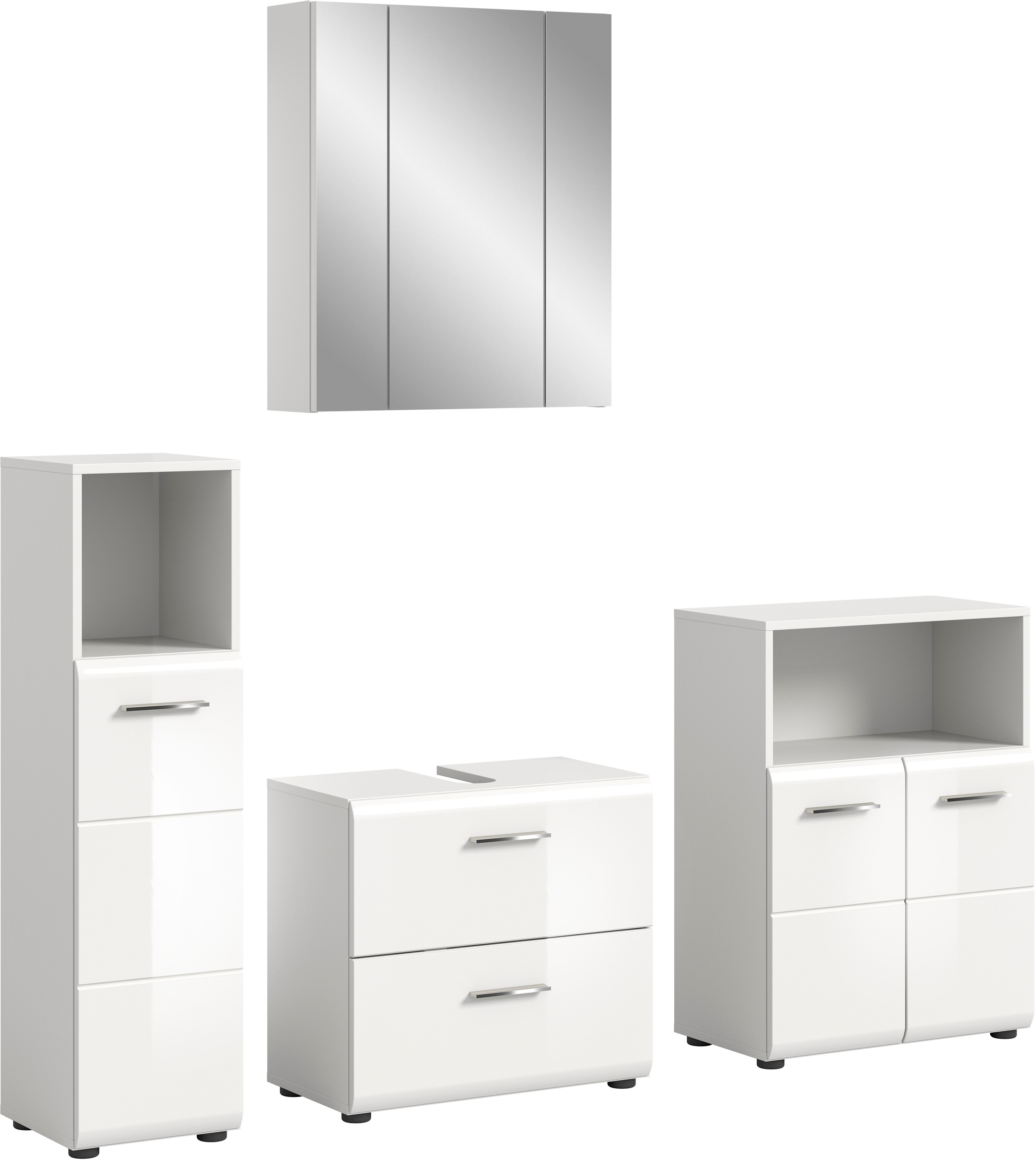 INOSIGN Badmöbel-Set »FLORENZ, TOPSELLER!, 4-teilige Badkombination, hochwertige MDF-Front« Set, Midischrank hoch, WBU, Spiegelschrank, Midischrank...