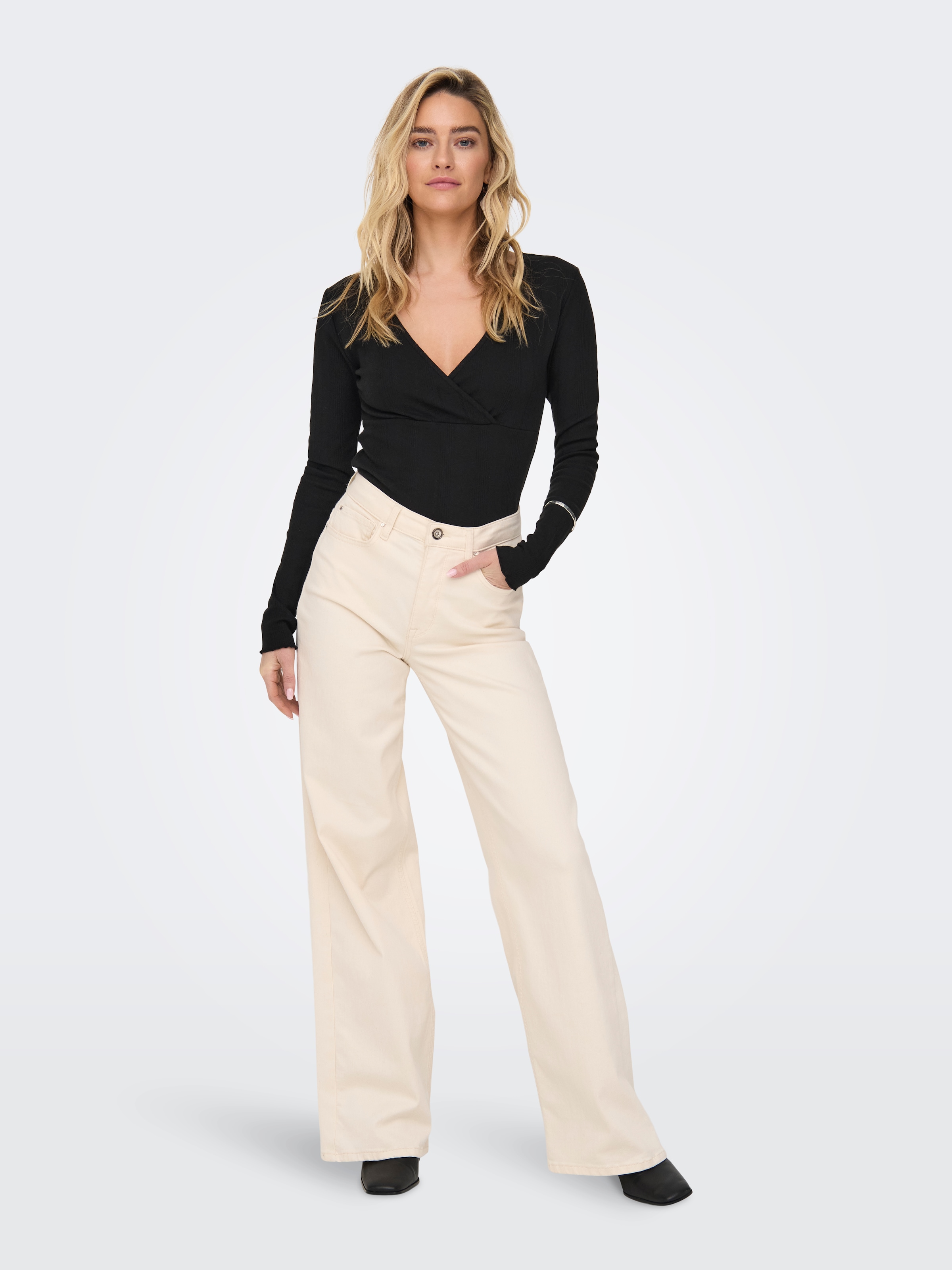 ONLY Langarmshirt »ONLCARLOTTA L/S WRAP TOP JRS«